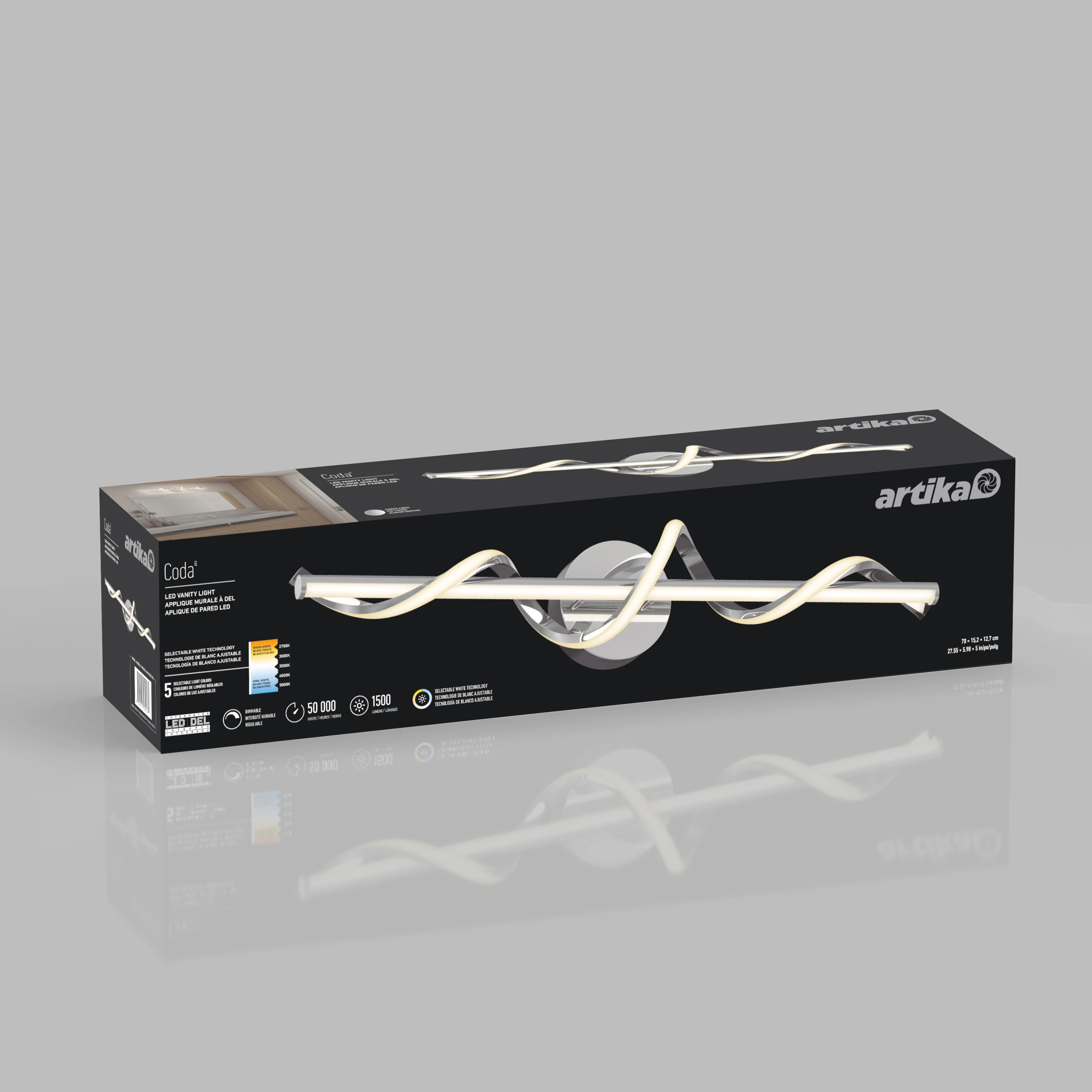 Coda 27-in (69 cm) Integrated LED 5-CCT Vanity Light Bar for Bathroom - Image 30
