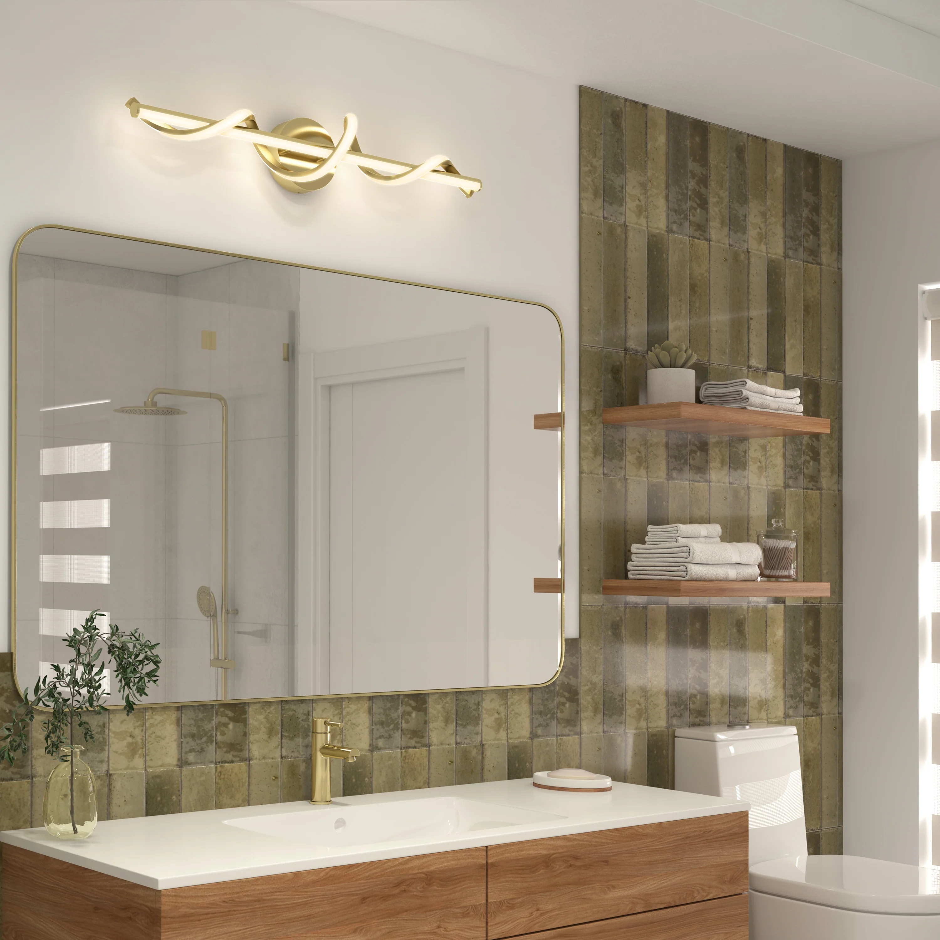 Coda 27-in (69 cm) Integrated LED 5-CCT Vanity Light Bar for Bathroom - Image 33
