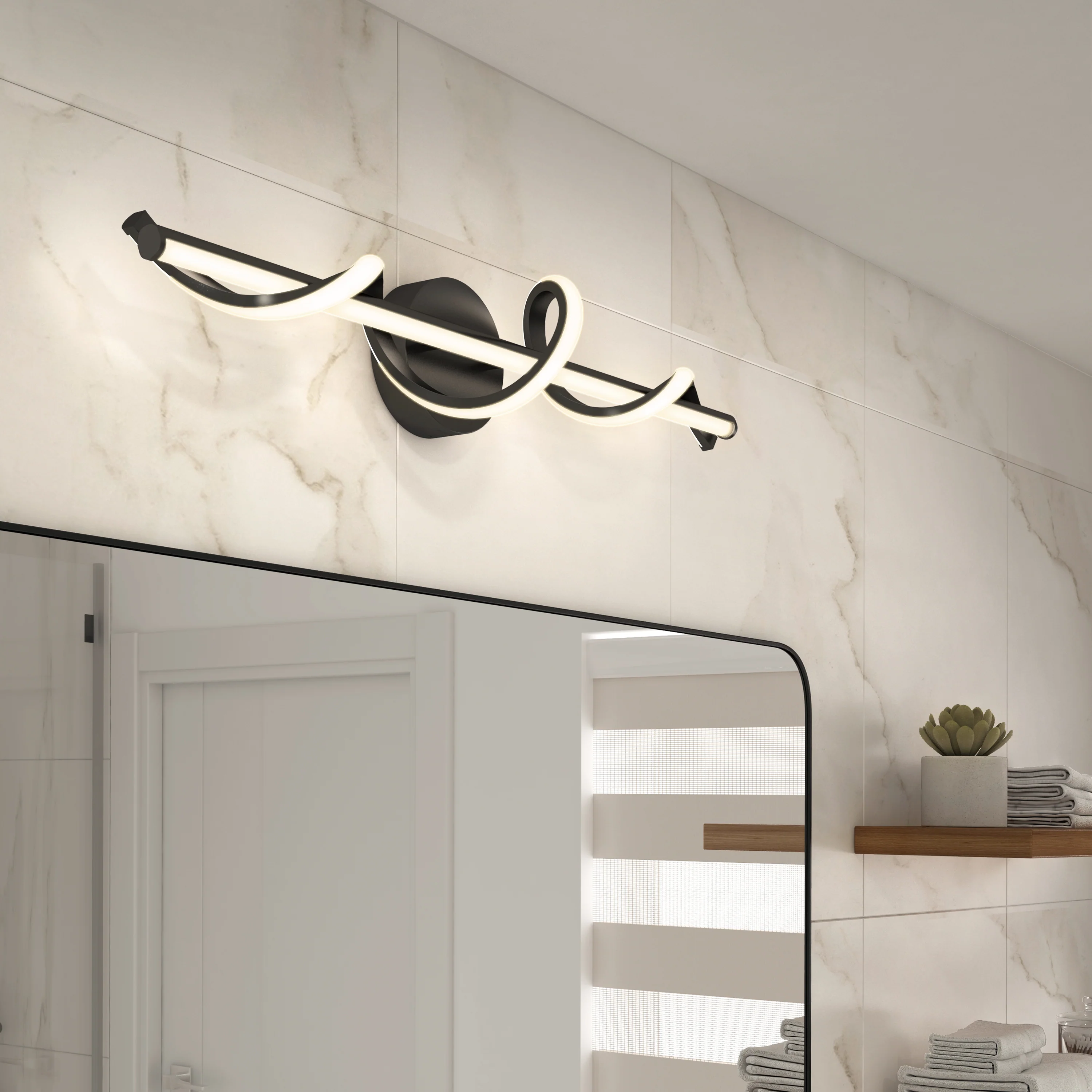 Coda 27-in (69 cm) Integrated LED 5-CCT Vanity Light Bar for Bathroom - Image 8