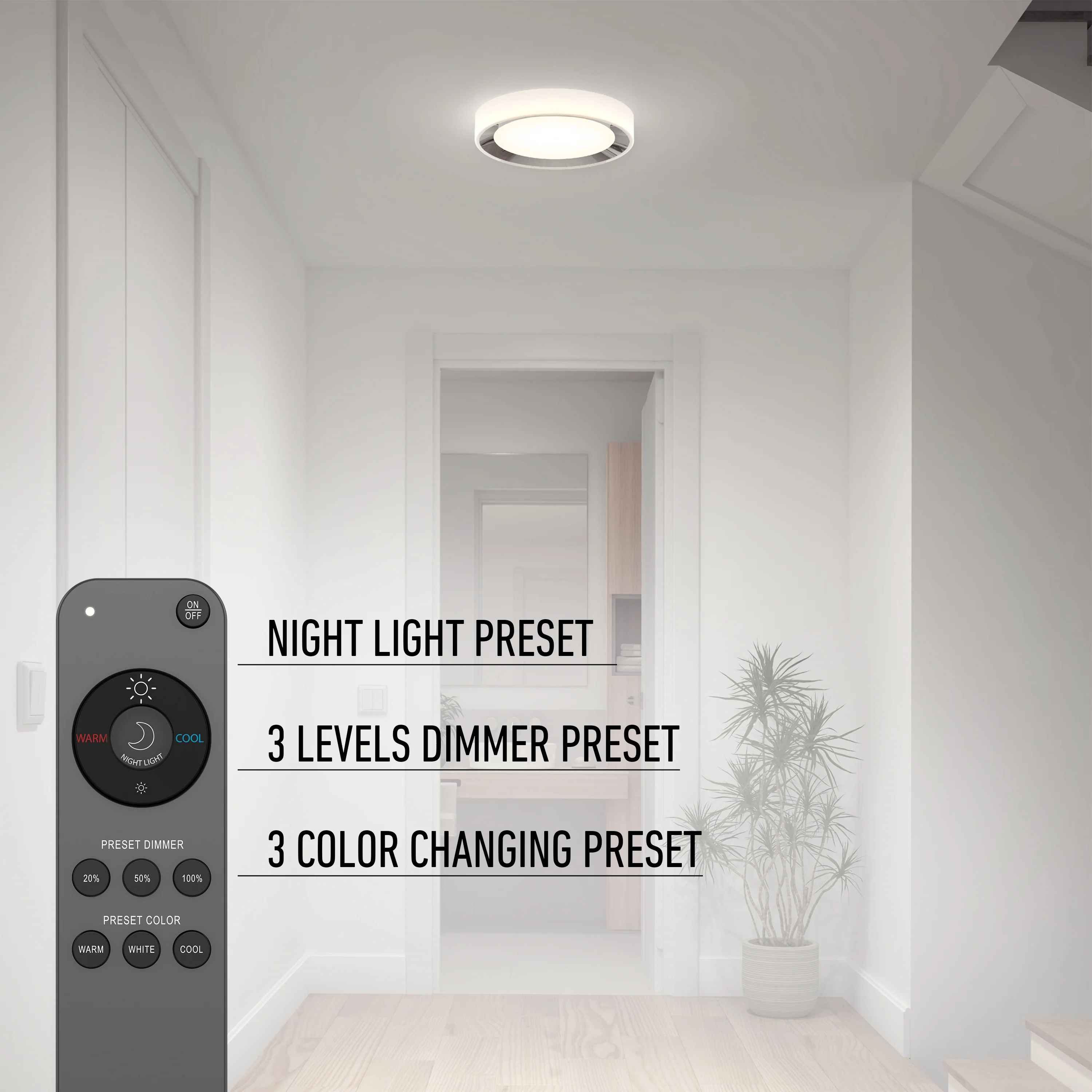 Cooper 13 in. (33 cm) Modern LED Flush Mount Ceiling Light - With Remote - Image 8