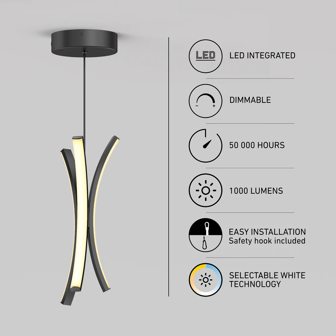 Corben Pendant LED light 5CCT Black - Image 7