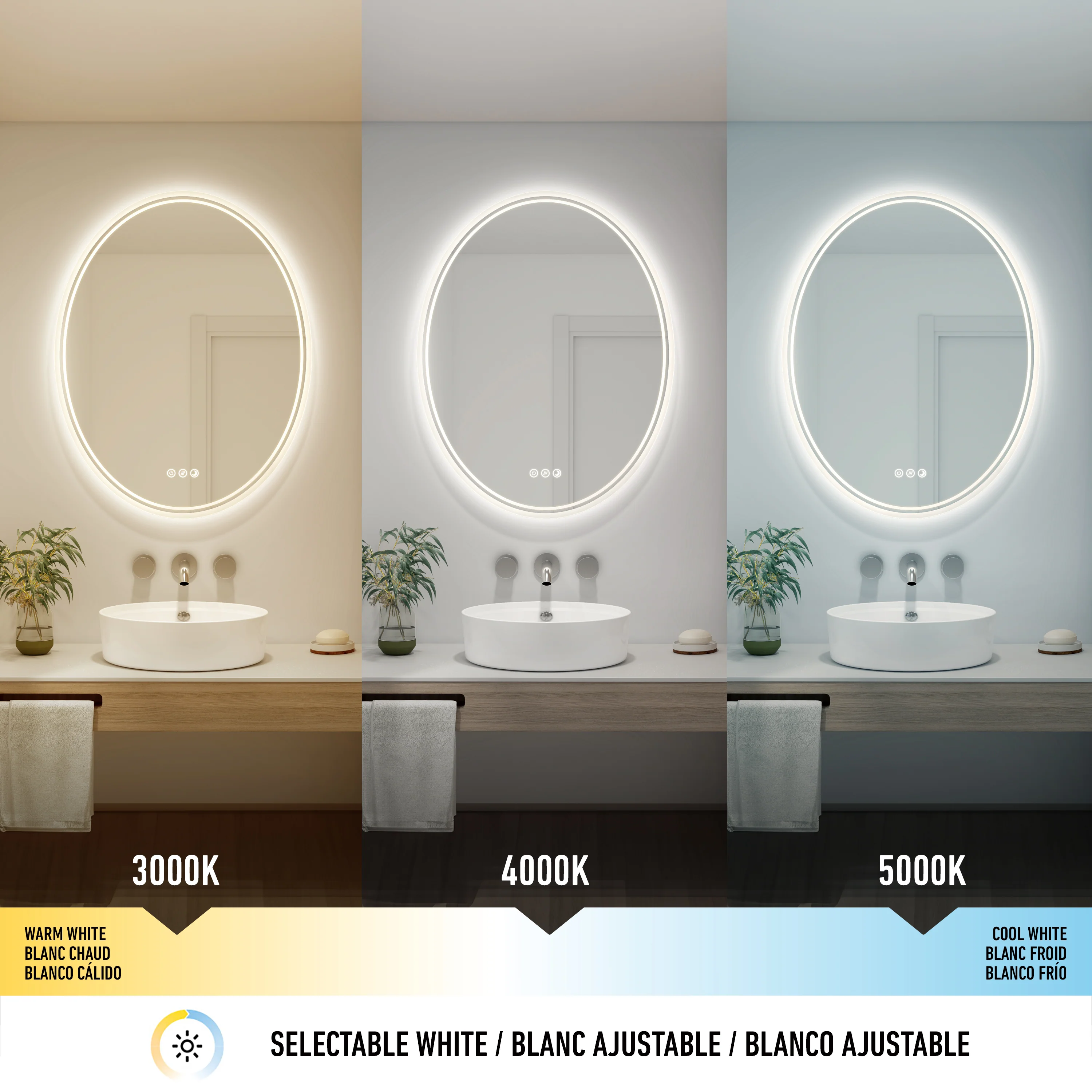 Corby 22 in. x 28 in. LED mirror 3 CCT with defogger - Image 7