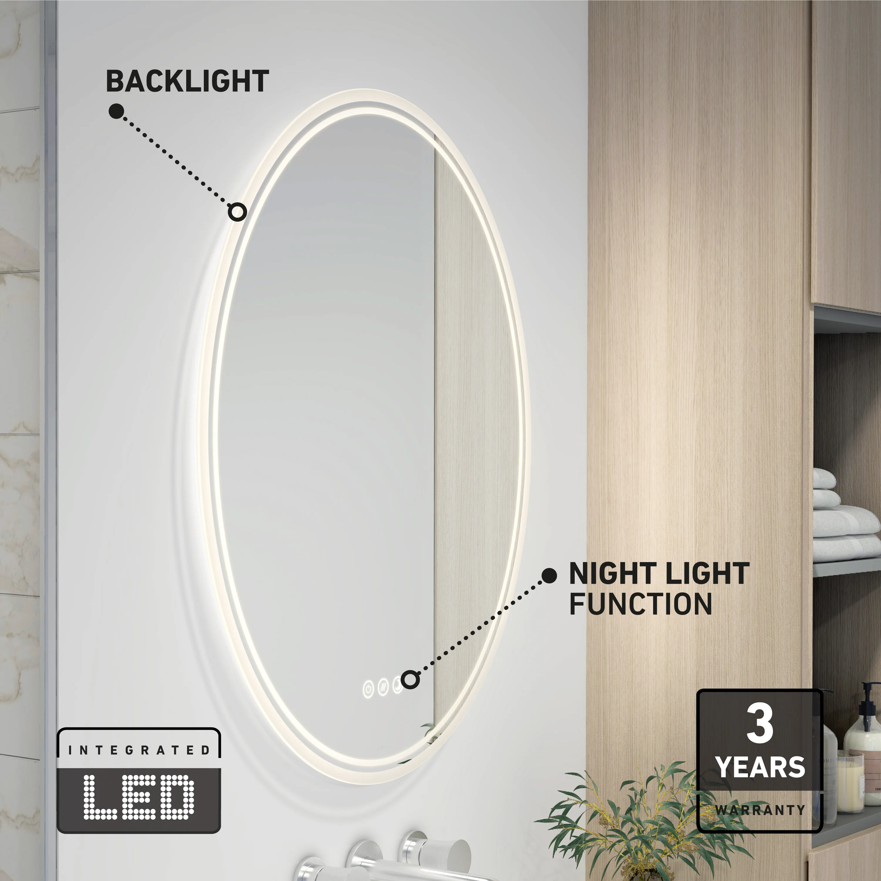 Corby 22 in. x 28 in. LED mirror 3 CCT with defogger - Image 8