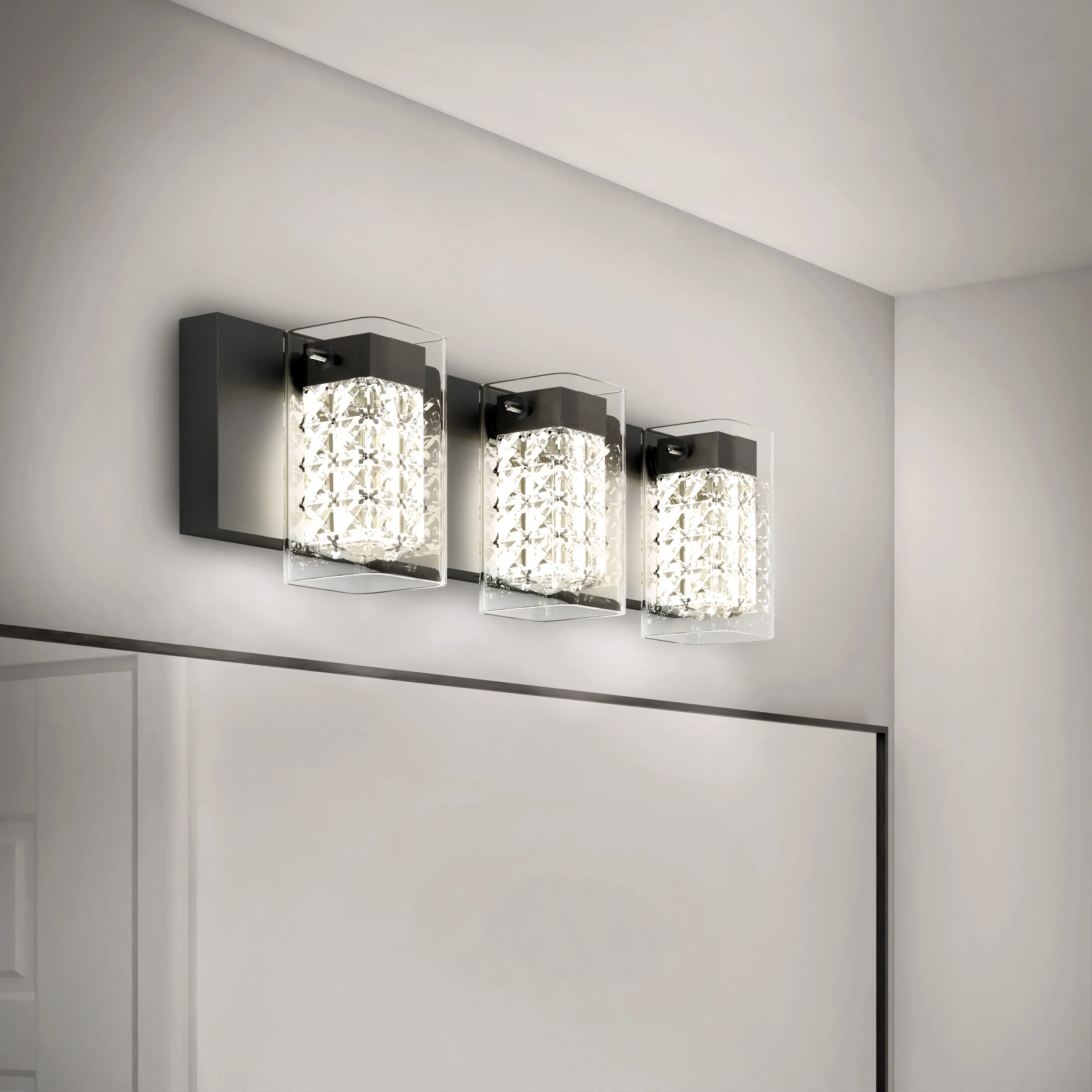 Crystal Cube 21-in (53 cm) 3-Light Modern LED 5-CCT Vanity Light for Bathroom - Image 13