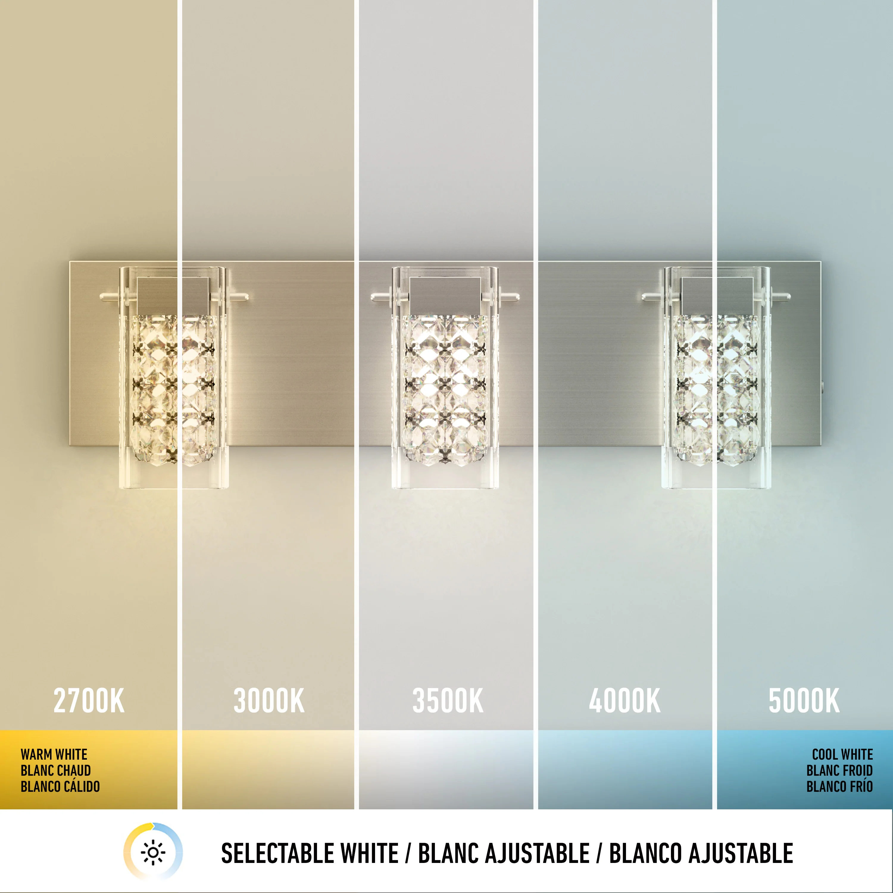 Crystal Cube 21-in (53 cm) 3-Light Modern LED 5-CCT Vanity Light for Bathroom - Image 26