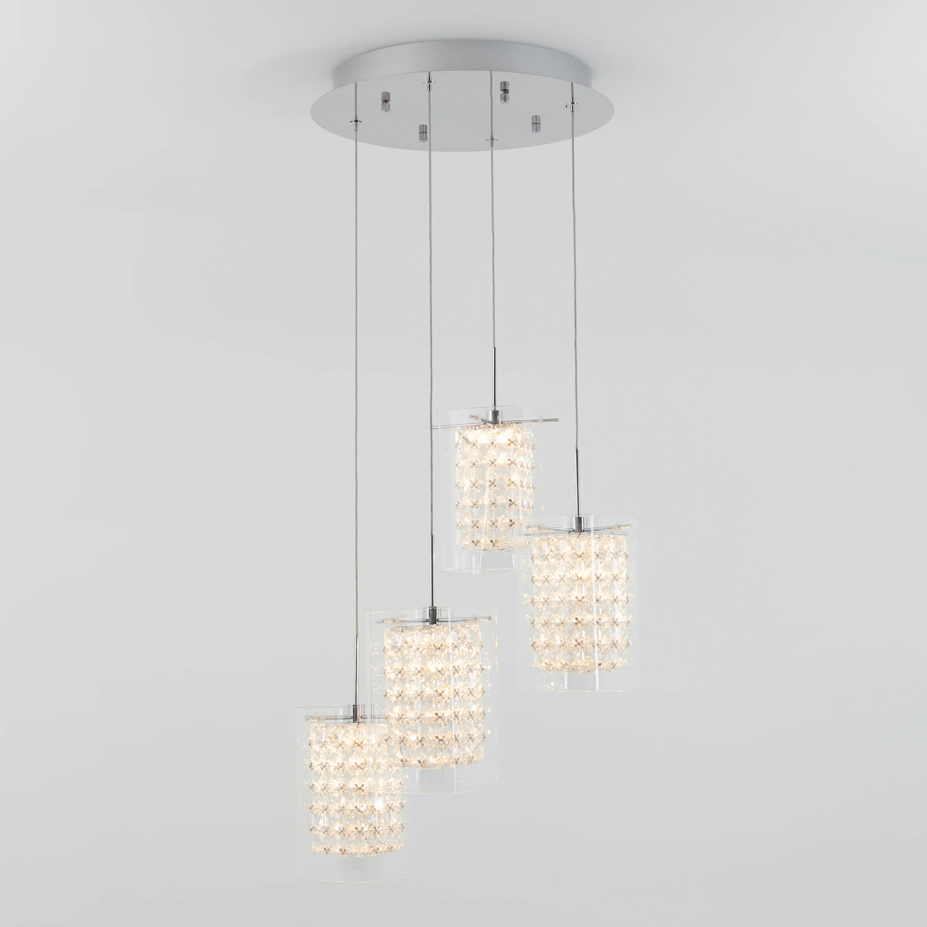 Crystal Cube 4-light LED pendant light