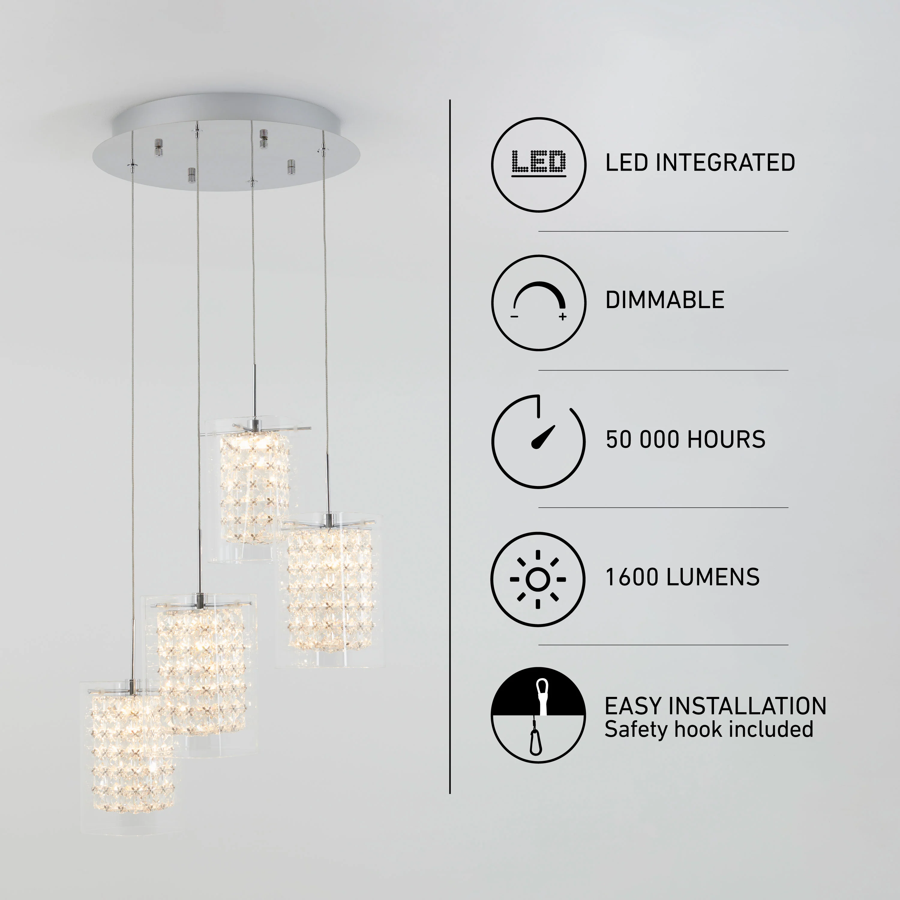 Crystal Cube 4-light LED pendant light - Image 8