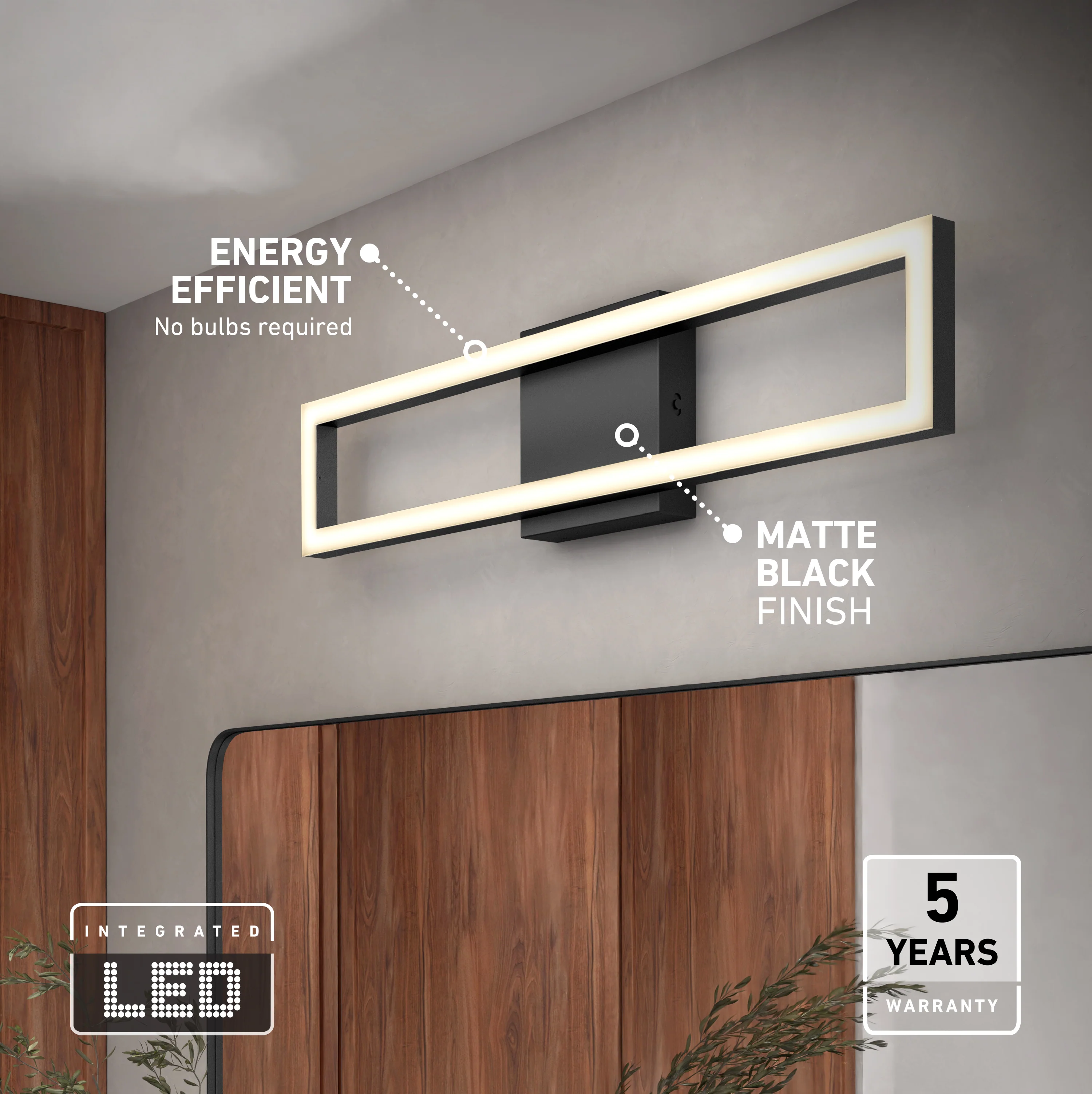 Dover 27-in (69 cm) Integrated LED 5-CCT Vanity Light Bar for Bathroom - Image 10