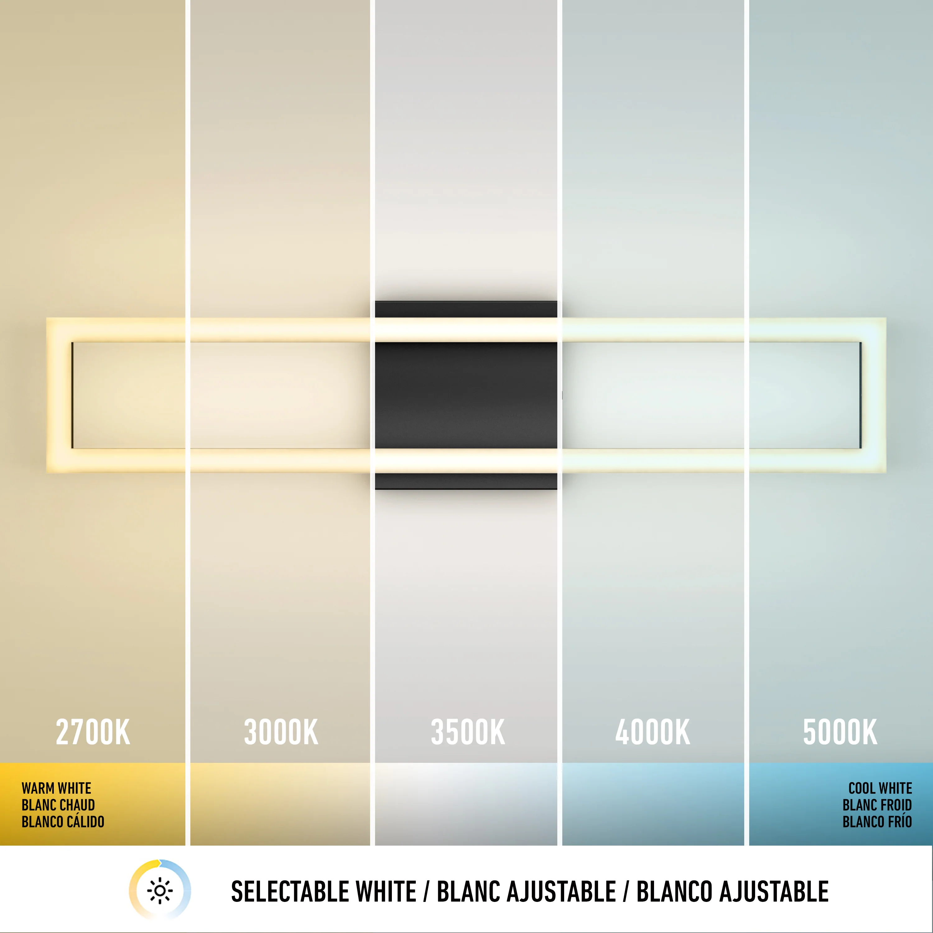 Dover 27-in (69 cm) Integrated LED 5-CCT Vanity Light Bar for Bathroom - Image 8
