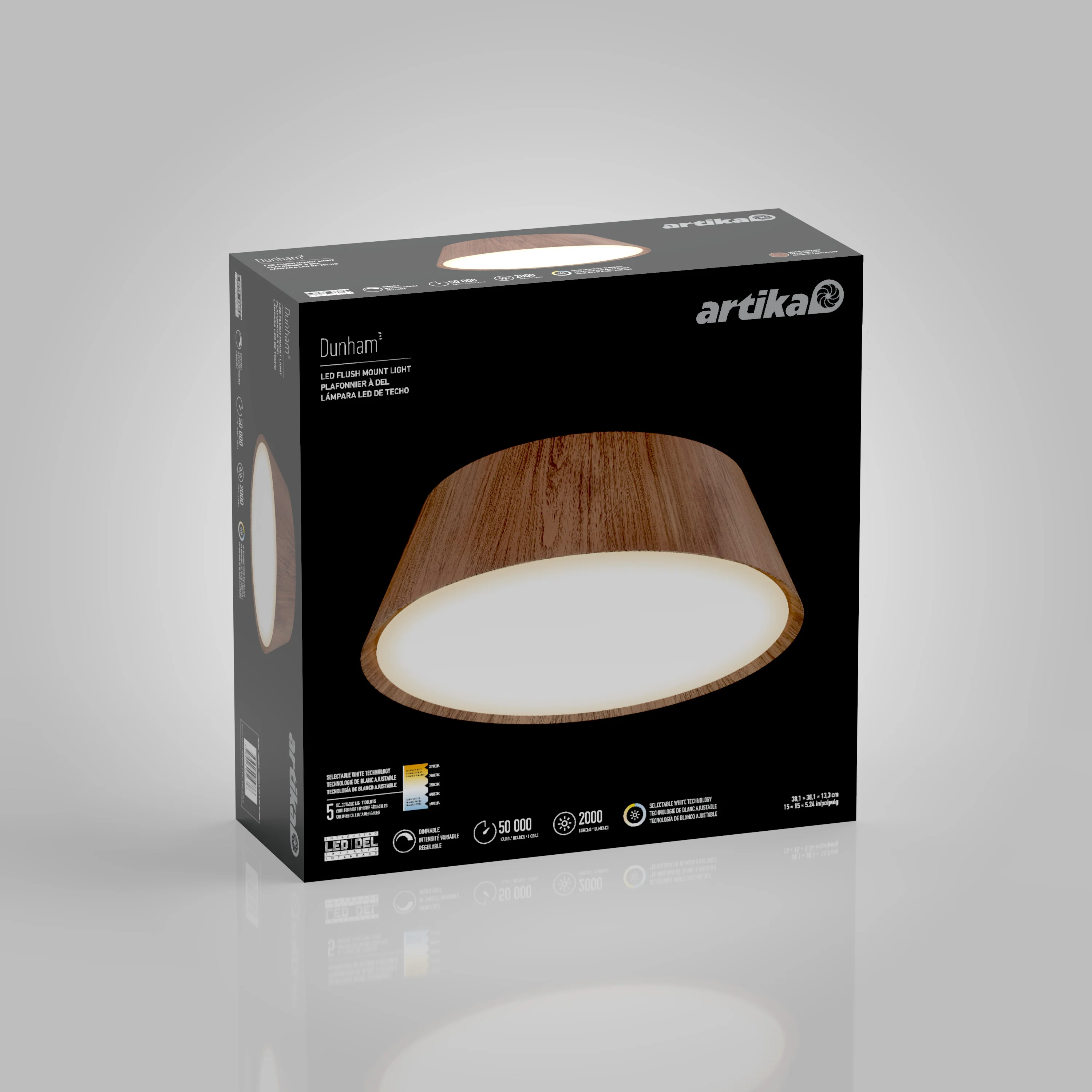 Dunham 15 in. (38 cm) Modern LED Flush Mount Ceiling Light 5 CCT - Image 11
