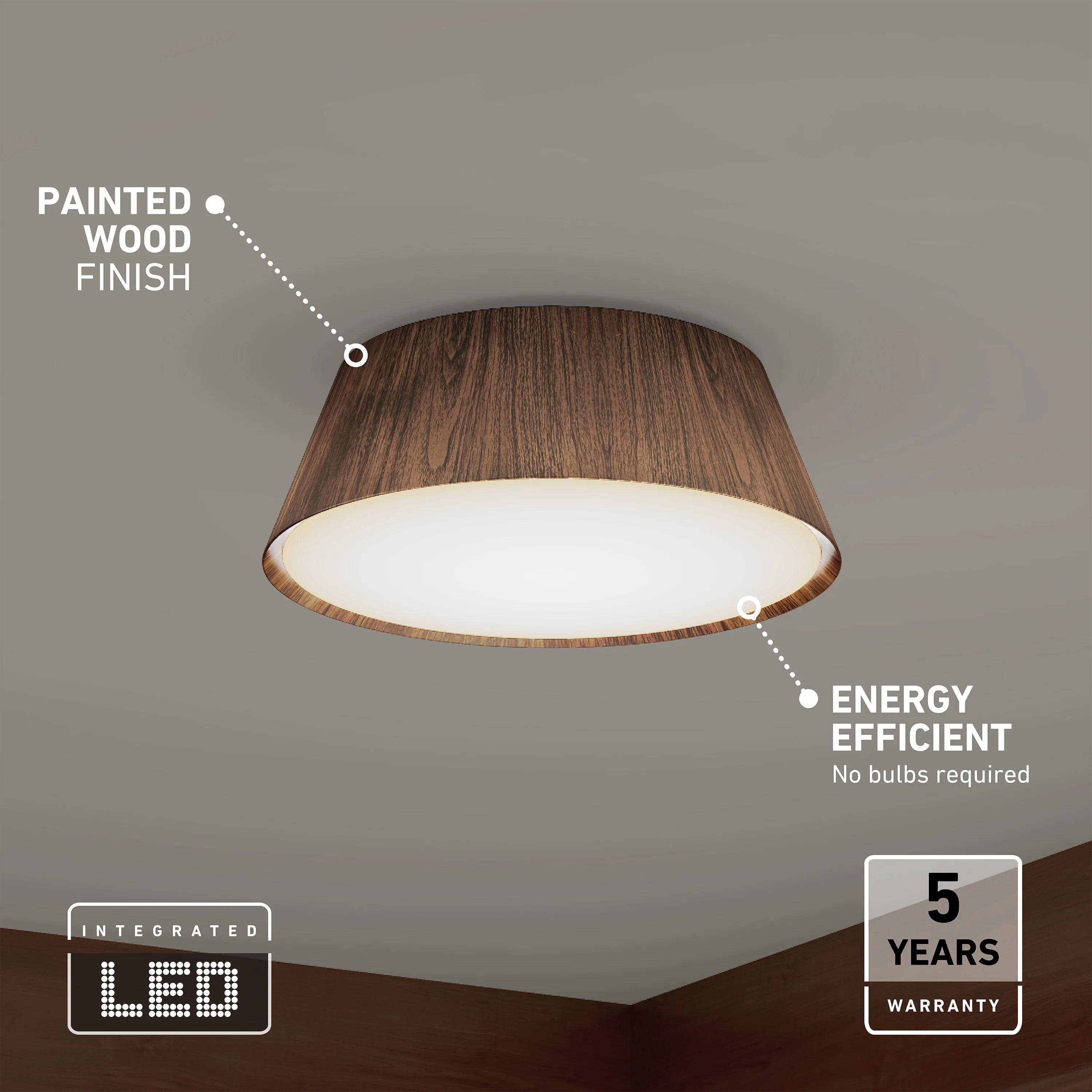 Dunham 15 in. (38 cm) Modern LED Flush Mount Ceiling Light 5 CCT - Image 7