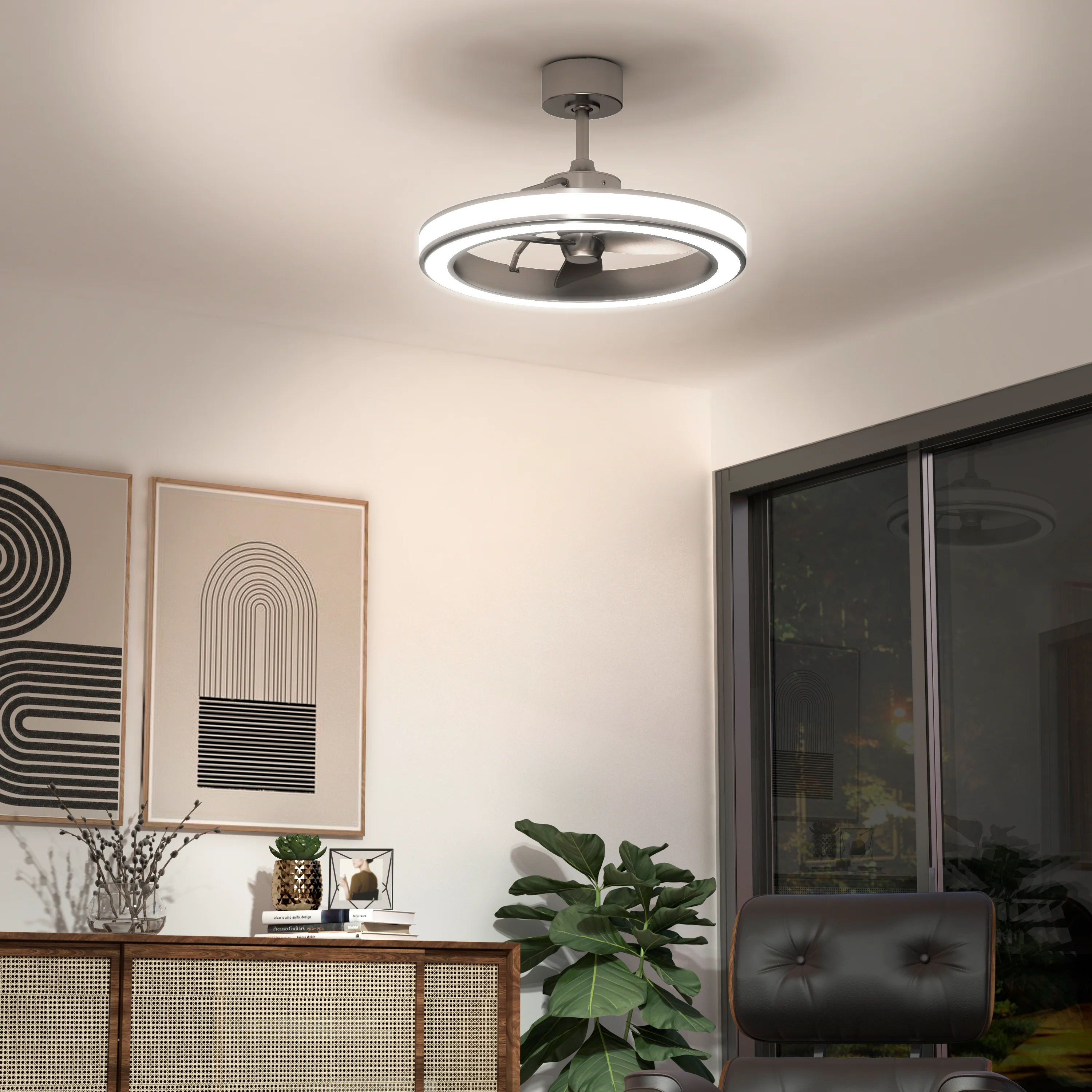Edwin 25 in. (64 cm) LED modern fandelier ceiling fan with light - includes remote - Image 2