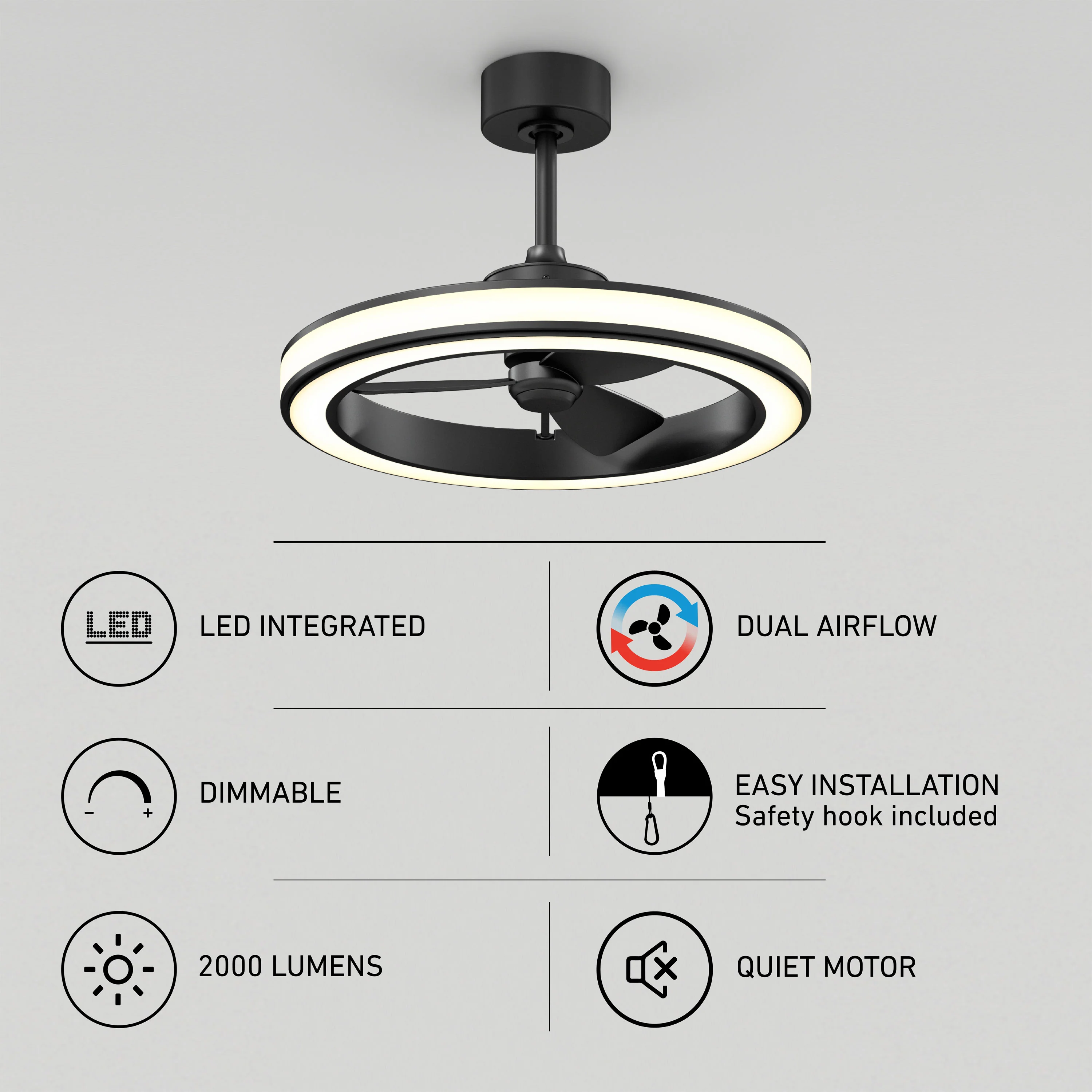 Edwin 23 in. (58 cm) LED modern fandelier ceiling fan with light - includes remote - Image 8