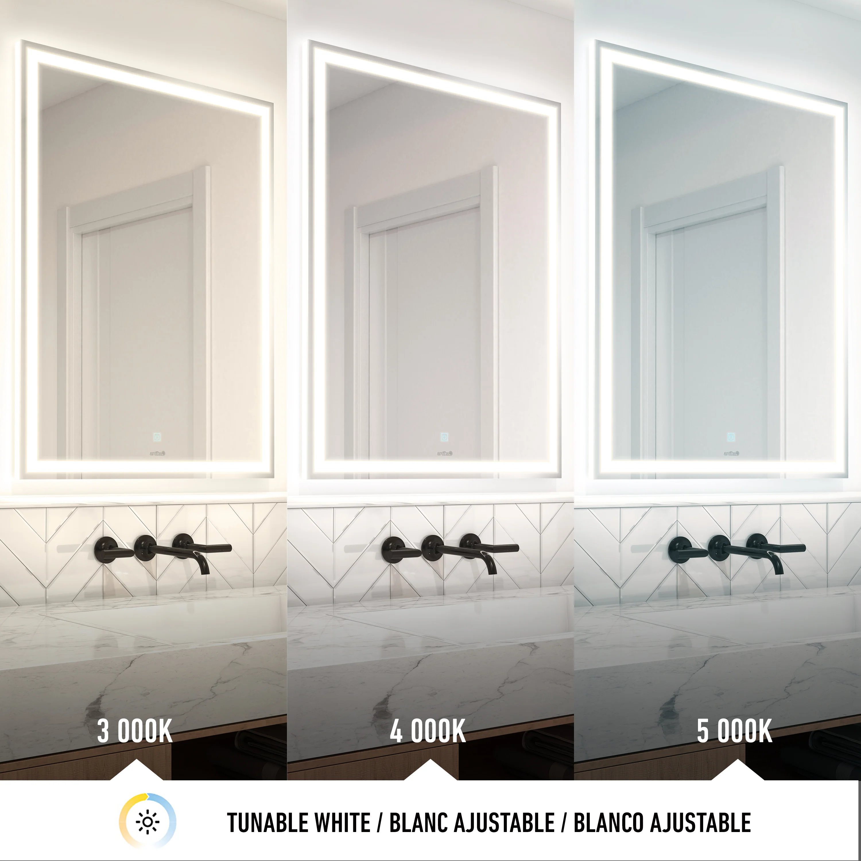 Emeraude 24 in. x 32 in. (61 x 81 cm) Dimmable LED Mirror, 3 CCT - Image 7