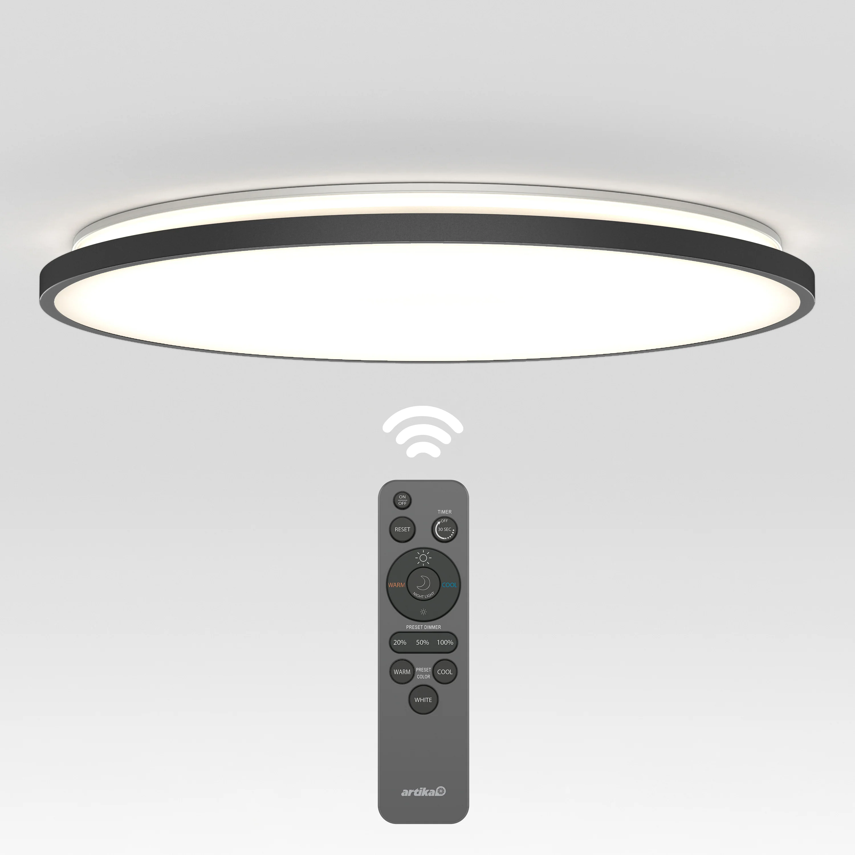 Europa 21 in. (54 cm) Modern LED Flush Mount Ceiling Light - with remote - Image 11