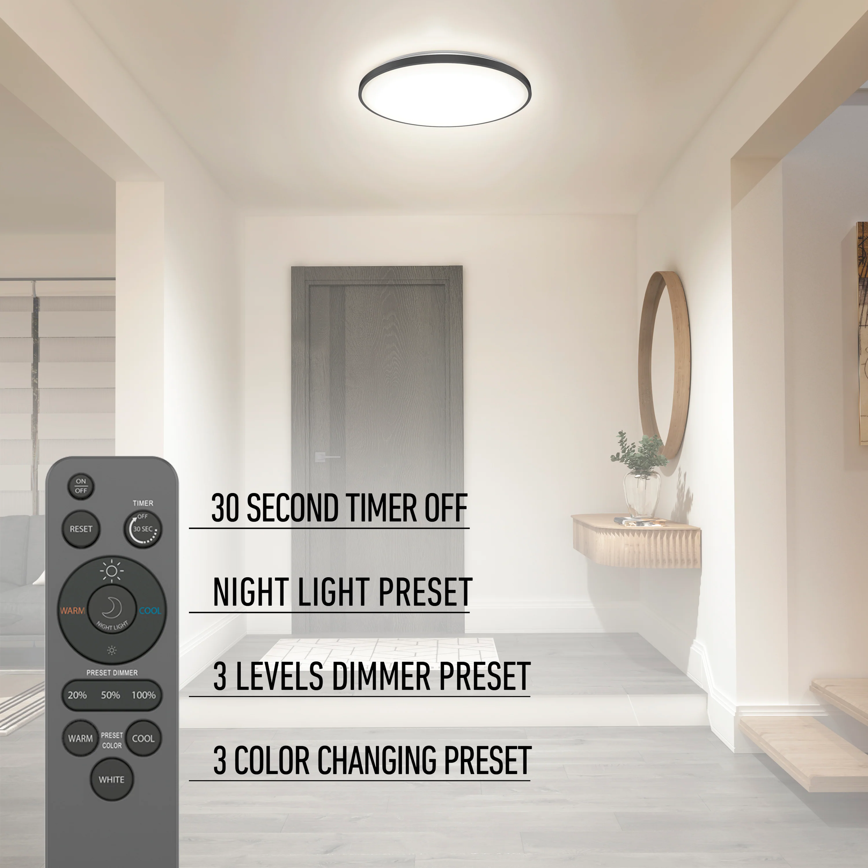 Europa 21 in. (54 cm) Modern LED Flush Mount Ceiling Light - with remote - Image 8