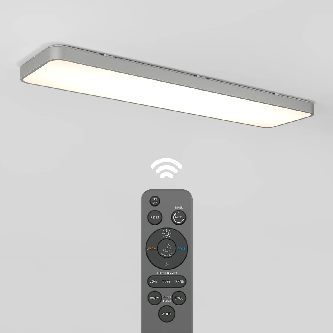 Europa 48 in. x 12 in. (122 x 30 cm) Modern Flush Mount Ceiling Light- with remote - Image 8