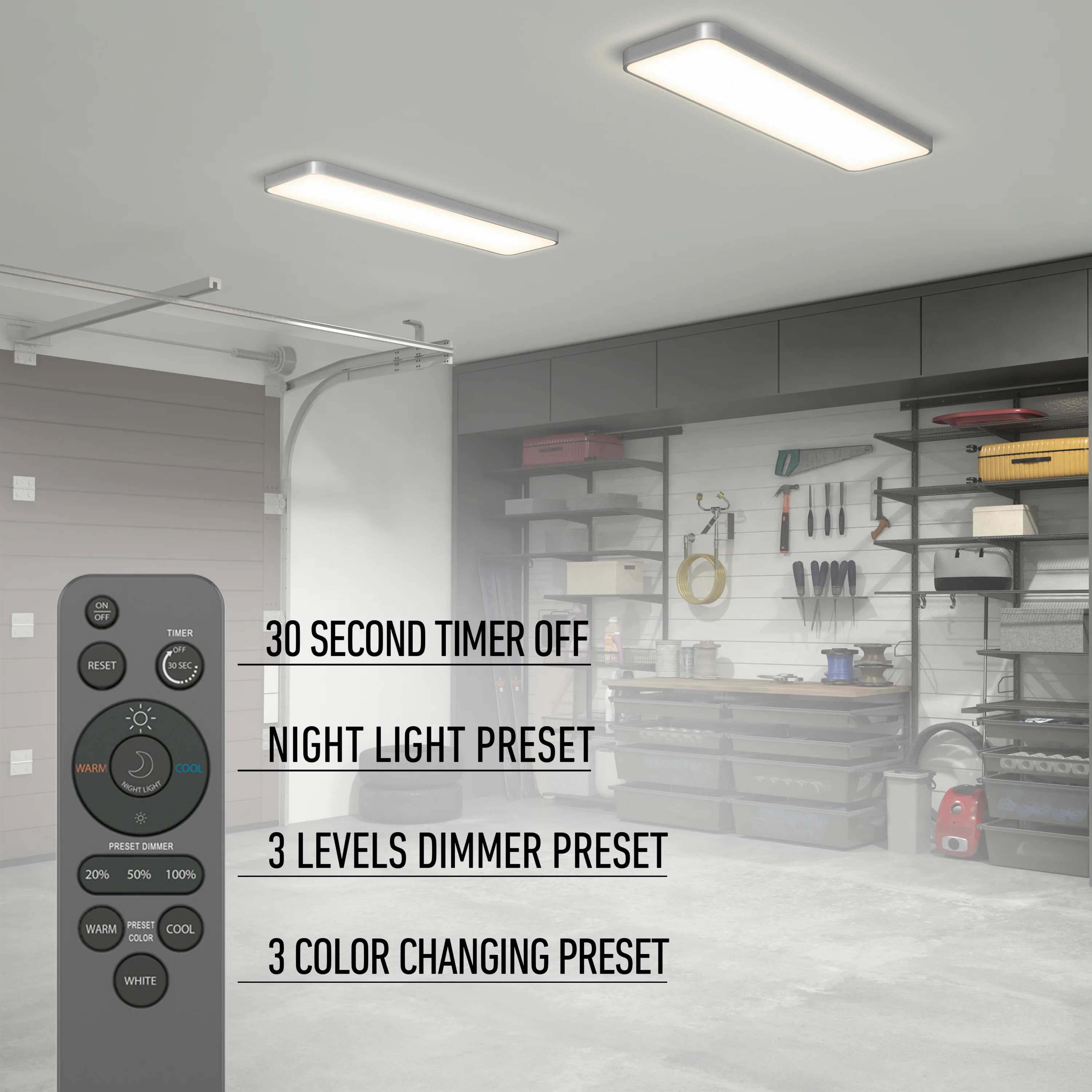 Europa 48 in. x 12 in. (122 x 30 cm) Modern Flush Mount Ceiling Light- with remote - Image 9