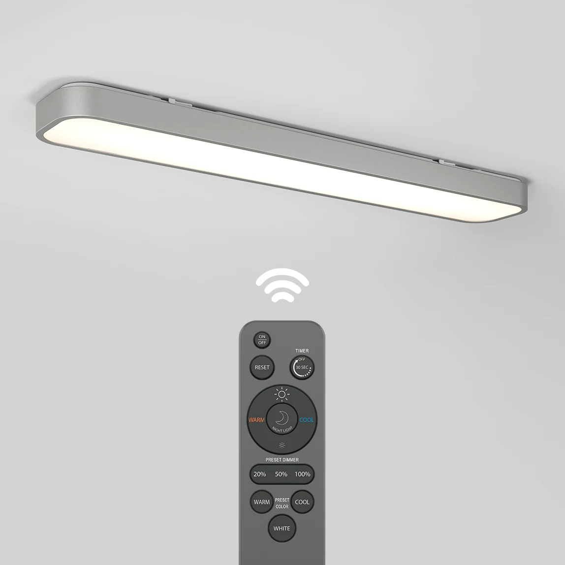 Europa 36 in. x 6 in. (91 x 15 cm) Modern Flush Mount Ceiling Light - with remote - Image 8