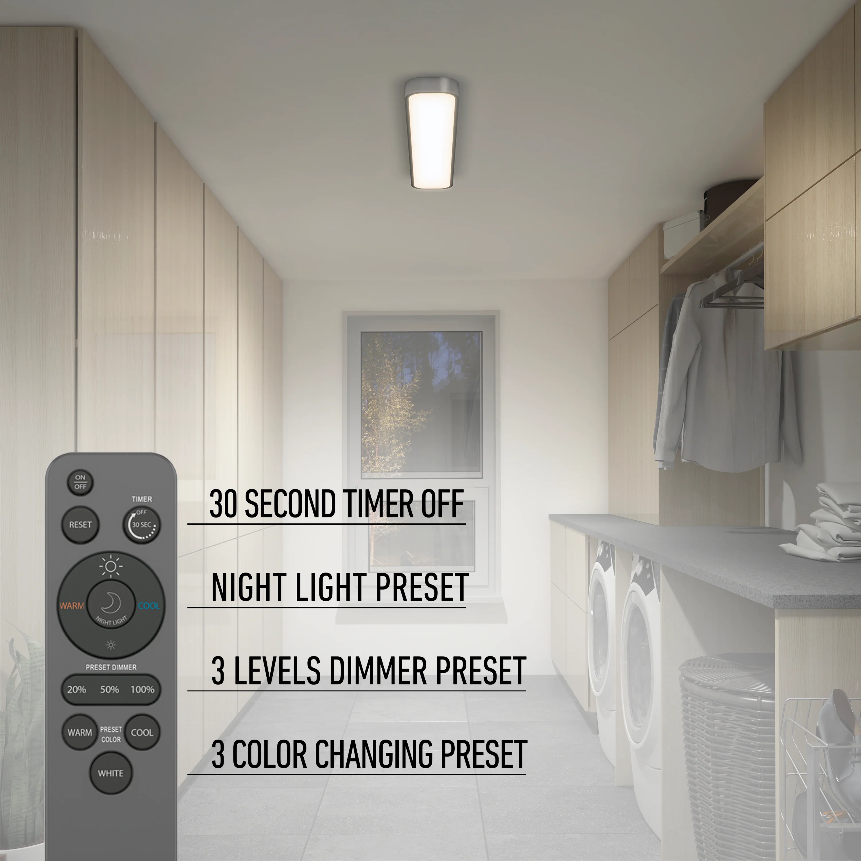 Europa 36 in. x 6 in. (91 x 15 cm) Modern Flush Mount Ceiling Light - with remote - Image 9