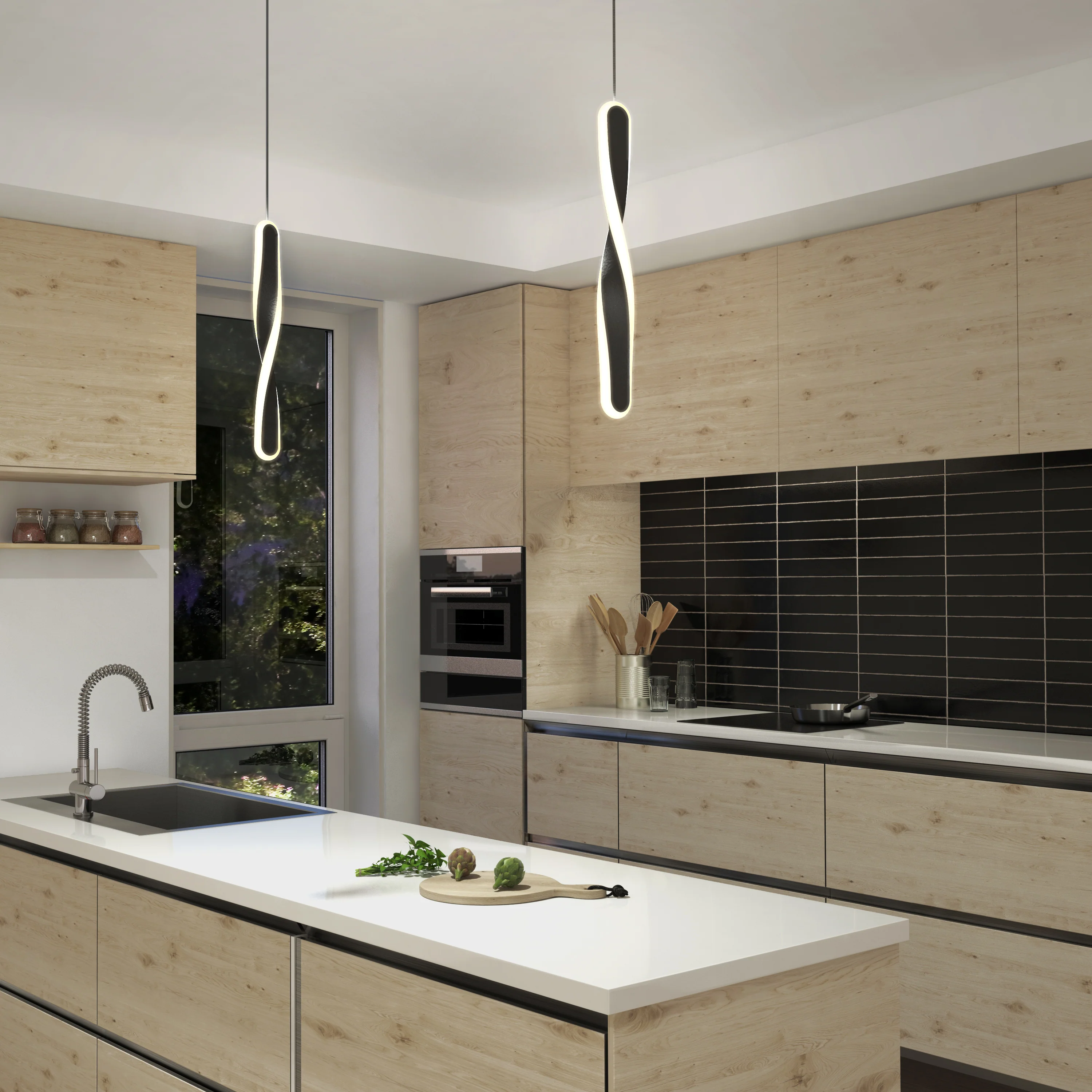 Finley modern LED pendant light 5 CCT - Image 2