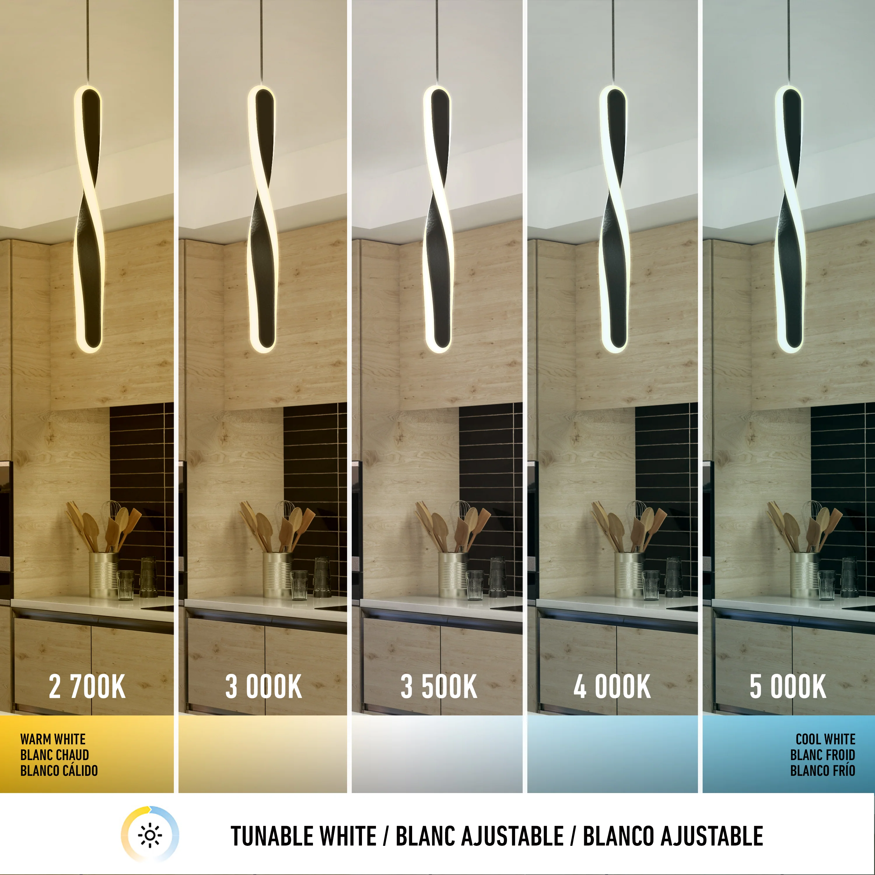 Finley modern LED pendant light 5 CCT - Image 7