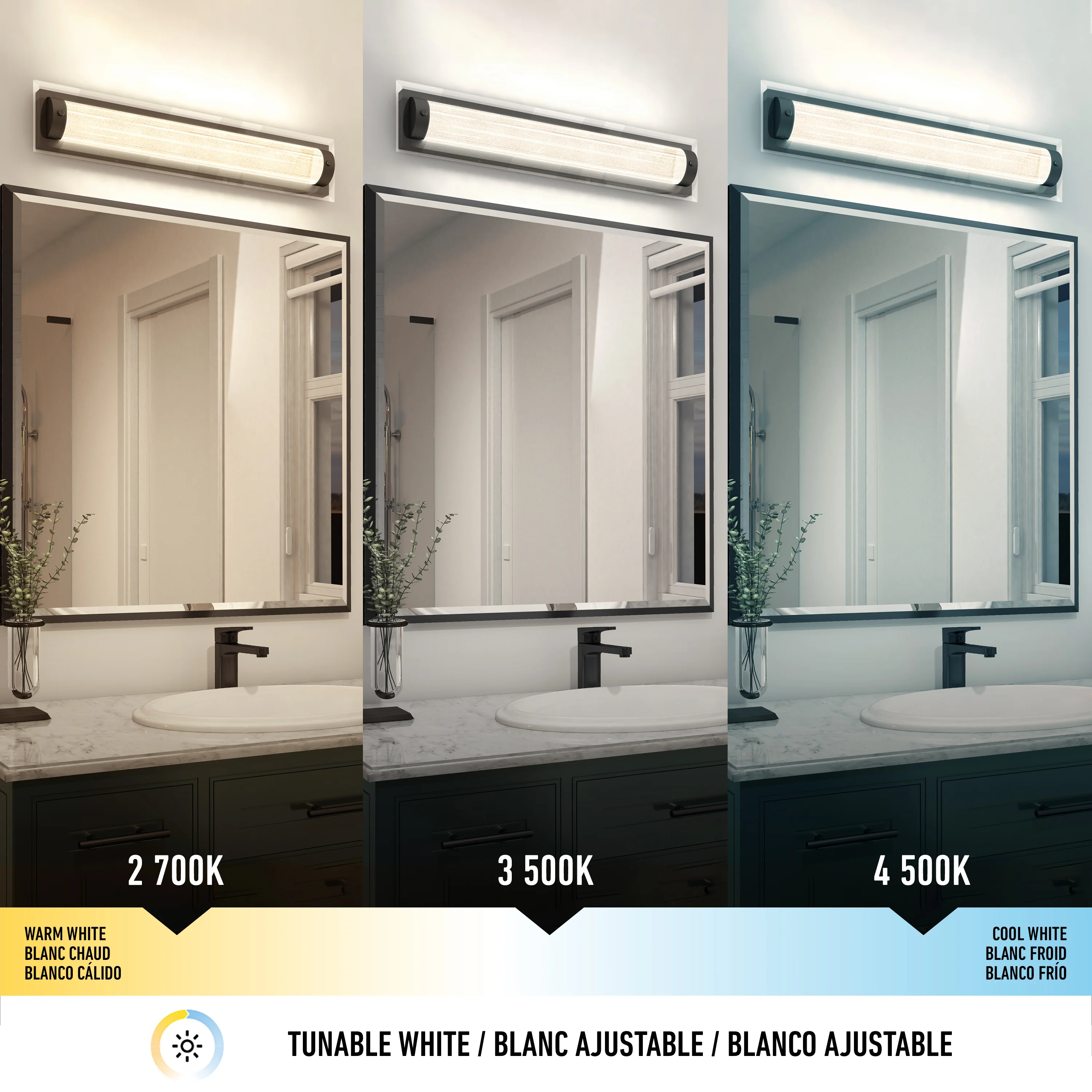 Glamour 27-in (69 cm) Integrated LED 3-CCT Vanity Light Bar for Bathroom - Image 6