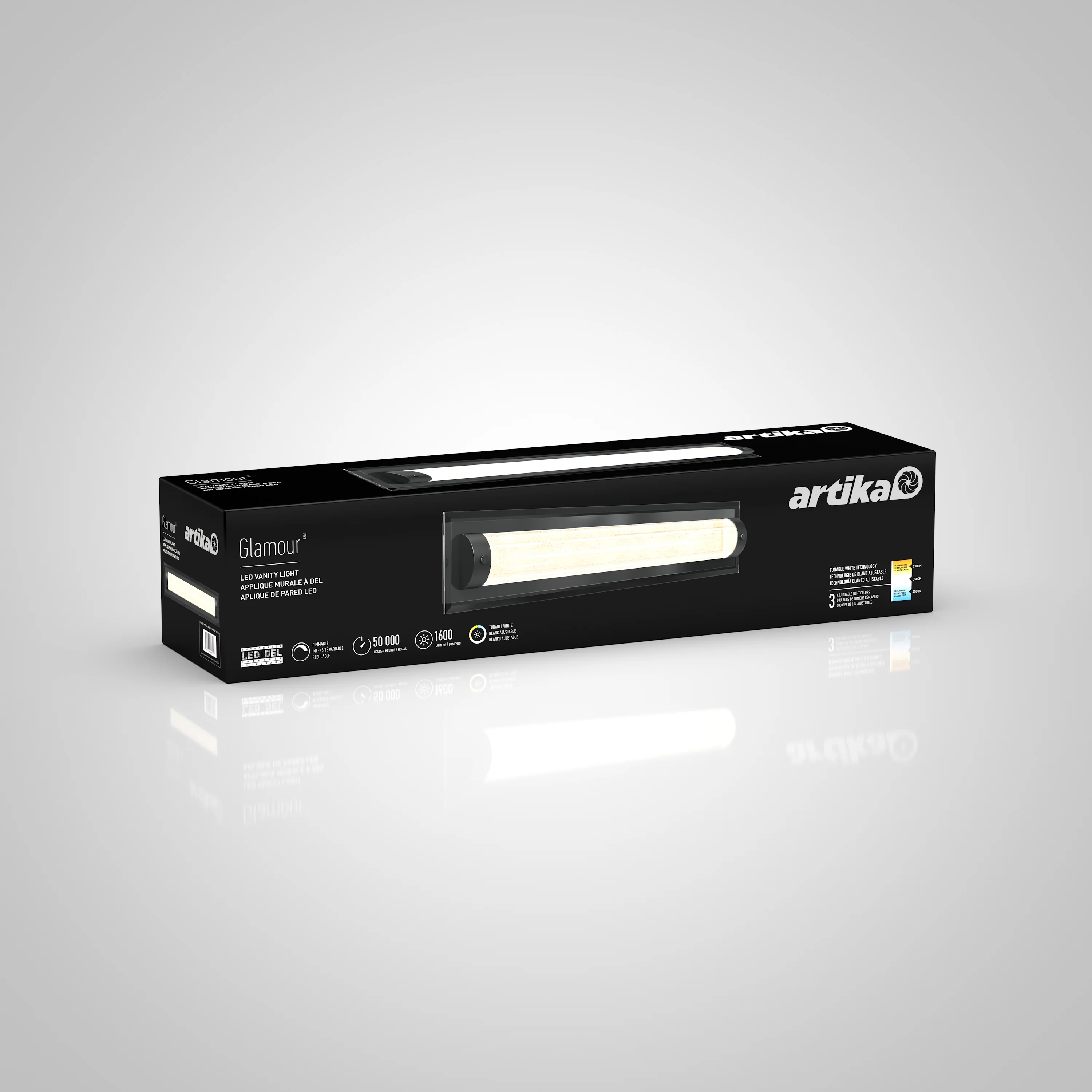 Glamour 27-in (69 cm) Integrated LED 3-CCT Vanity Light Bar for Bathroom - Image 7