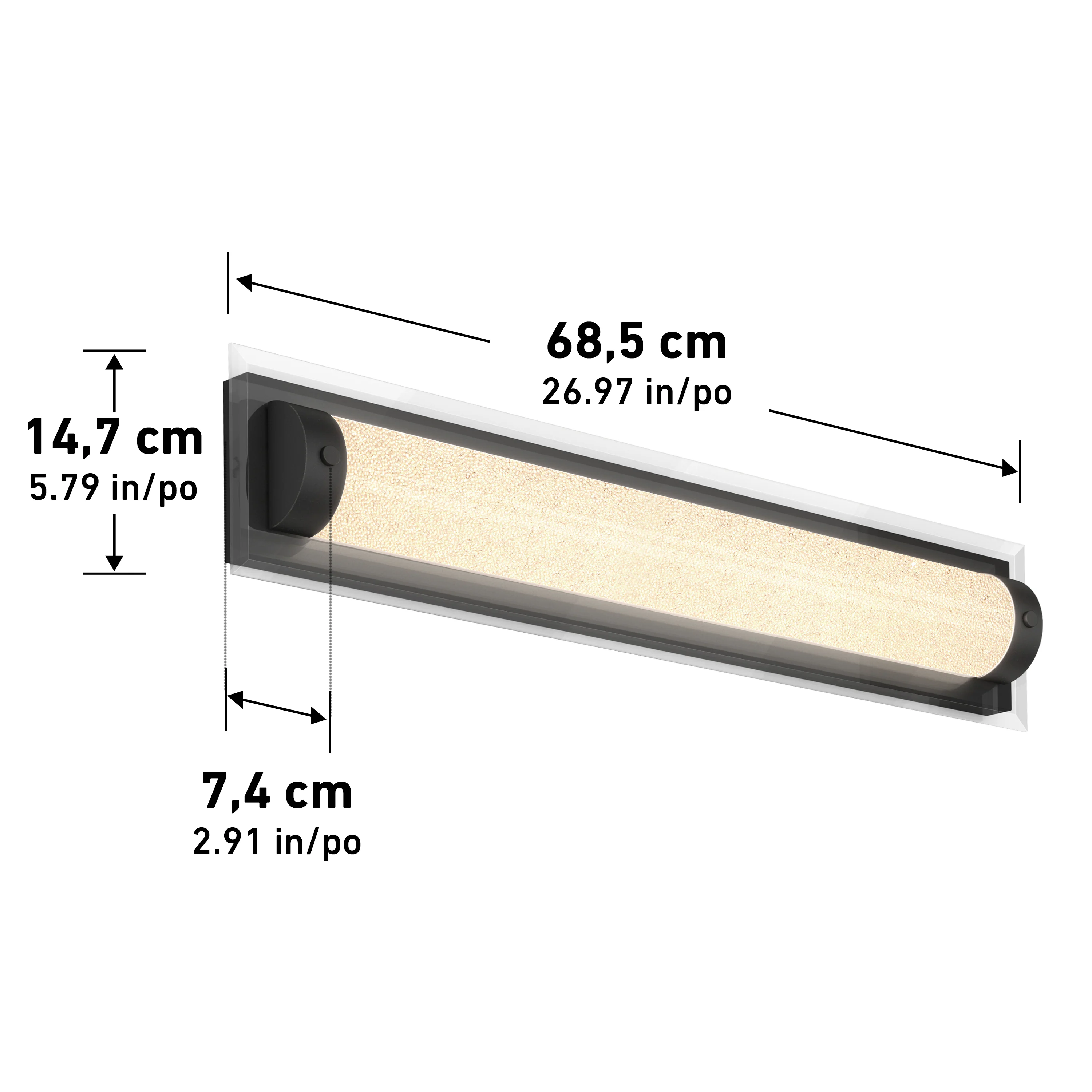 Glamour 27-in (69 cm) Integrated LED 3-CCT Vanity Light Bar for Bathroom - Image 9