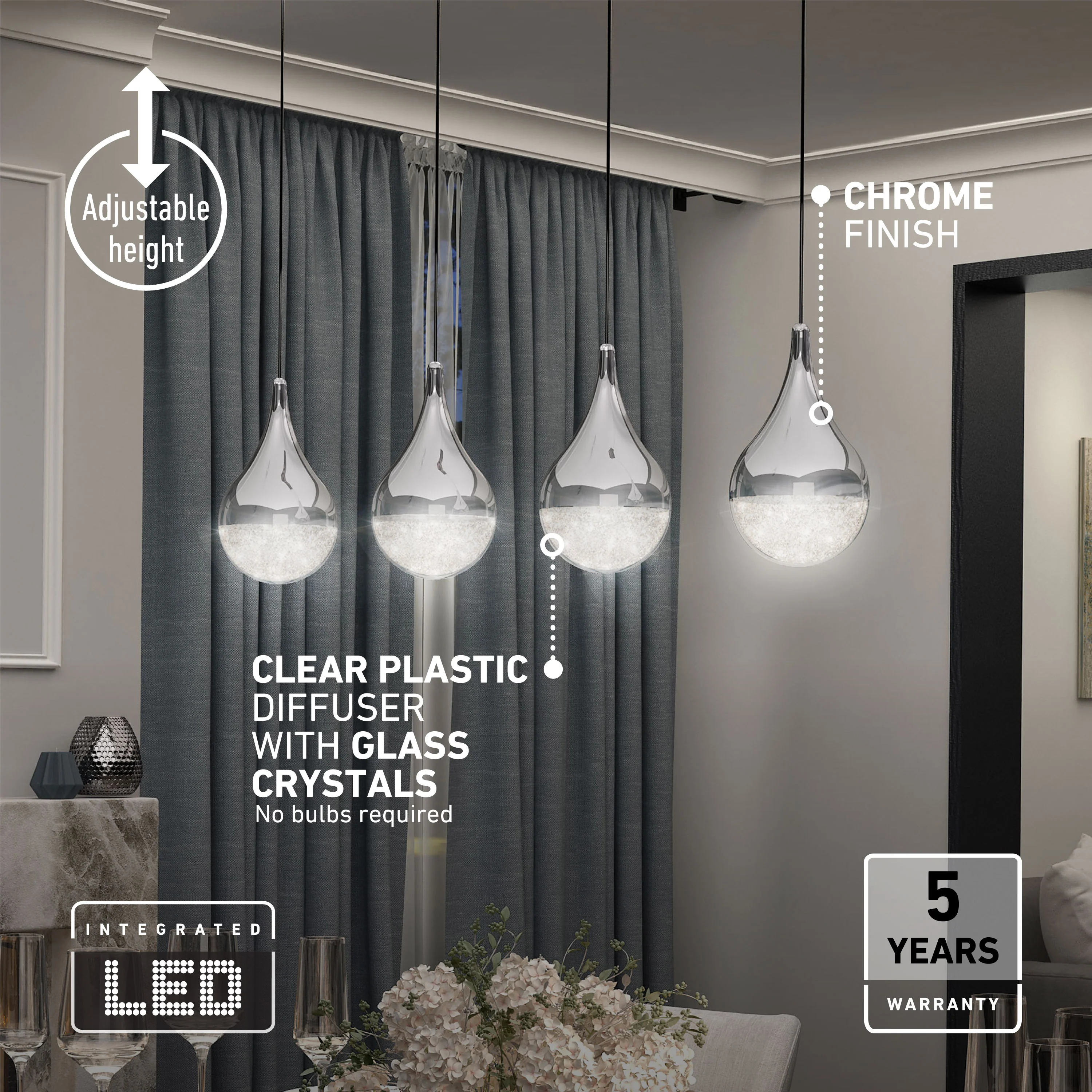 Glitzer 4-light LED pendant - Image 6