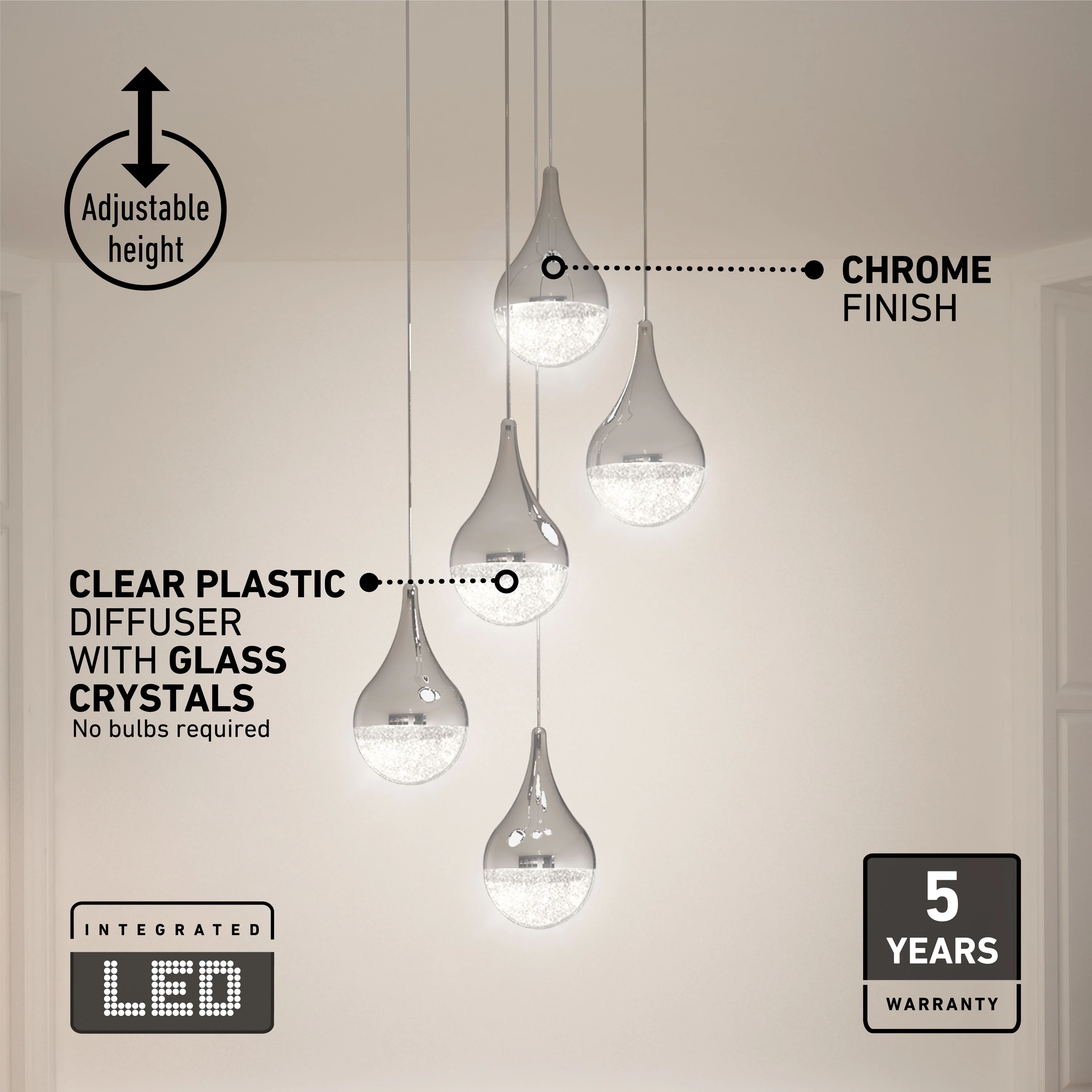Glitzer 5-light LED pendant - Image 7
