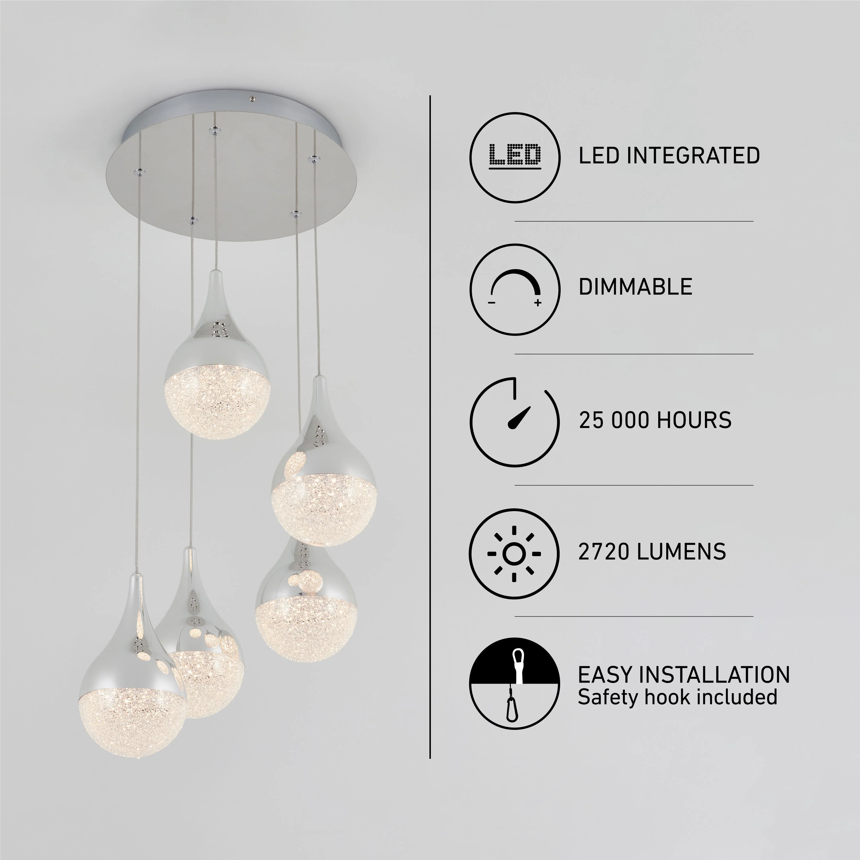 Glitzer 5-light LED pendant - Image 8