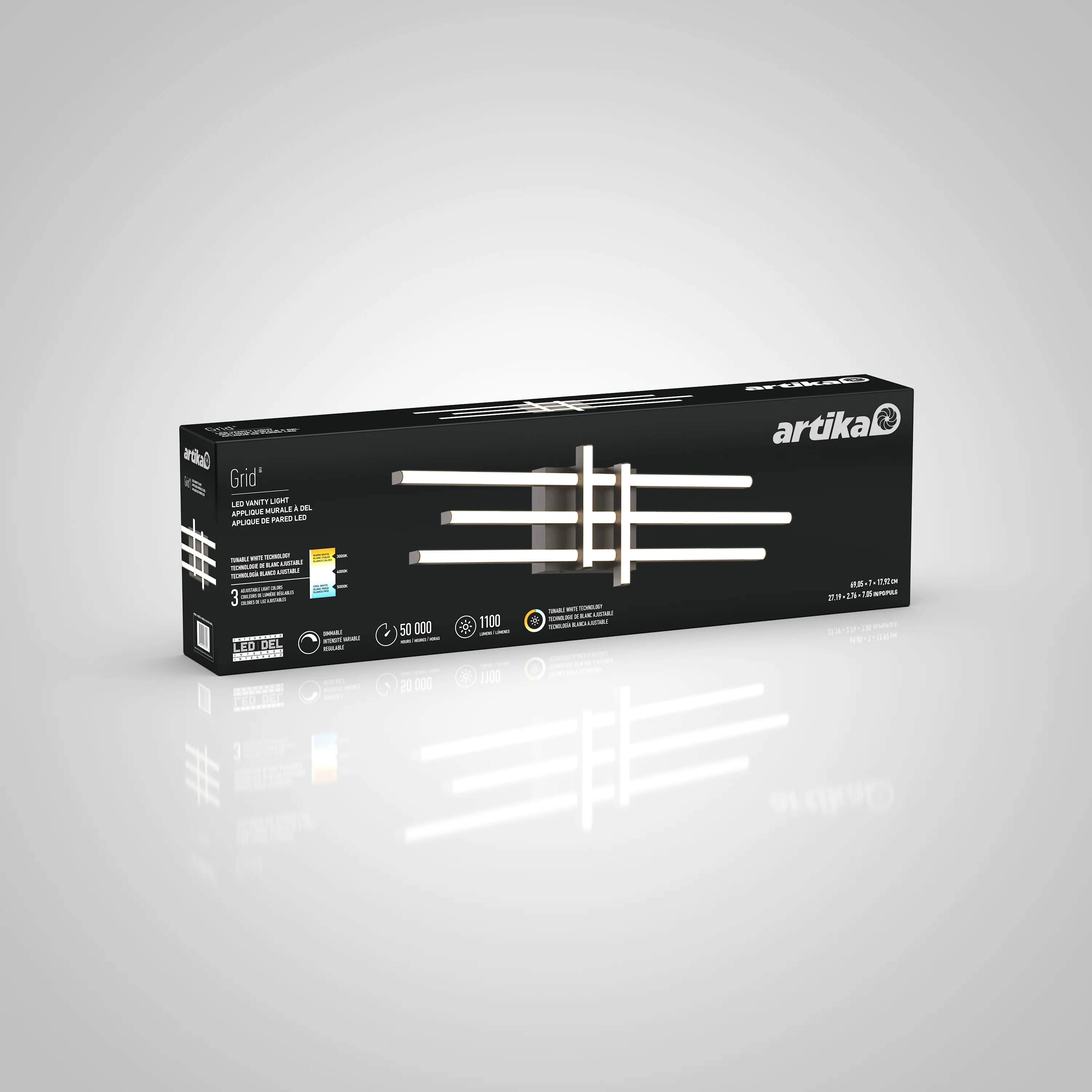 Grid 27-in (69 cm) Integrated LED Vanity Light Bar for Bathroom - Image 8