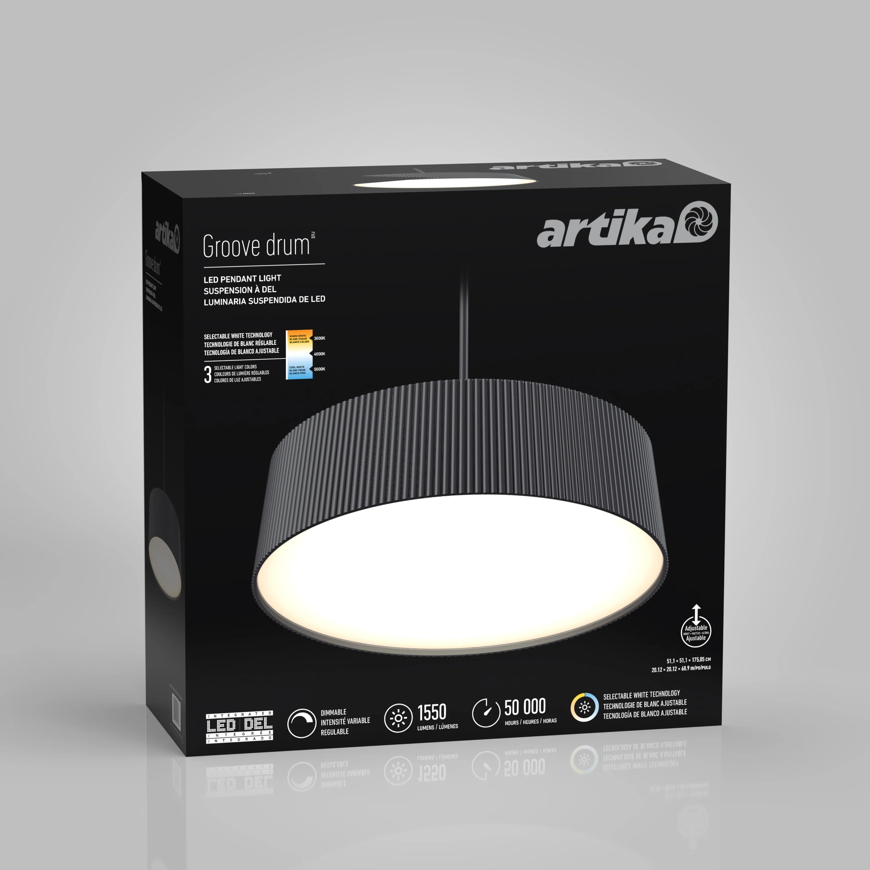 Groove Drum LED contemporary pendant light 3 CCT - Image 12