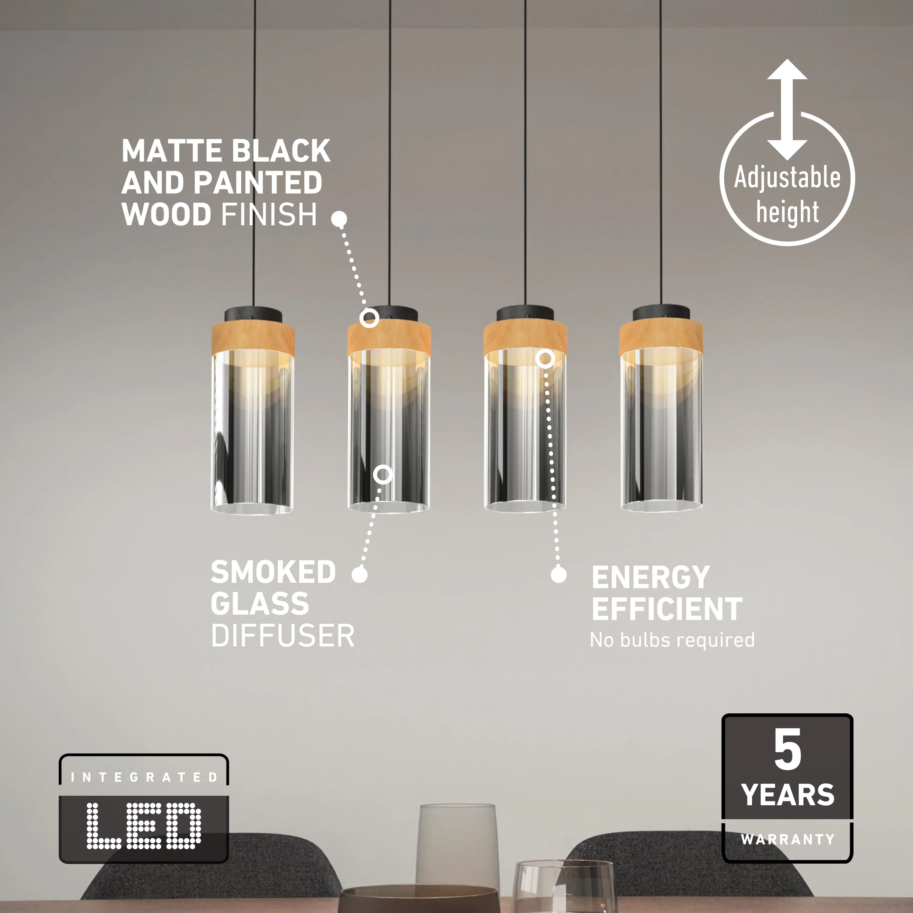 Hanson 4-light LED pendant 5 CCT - Image 7