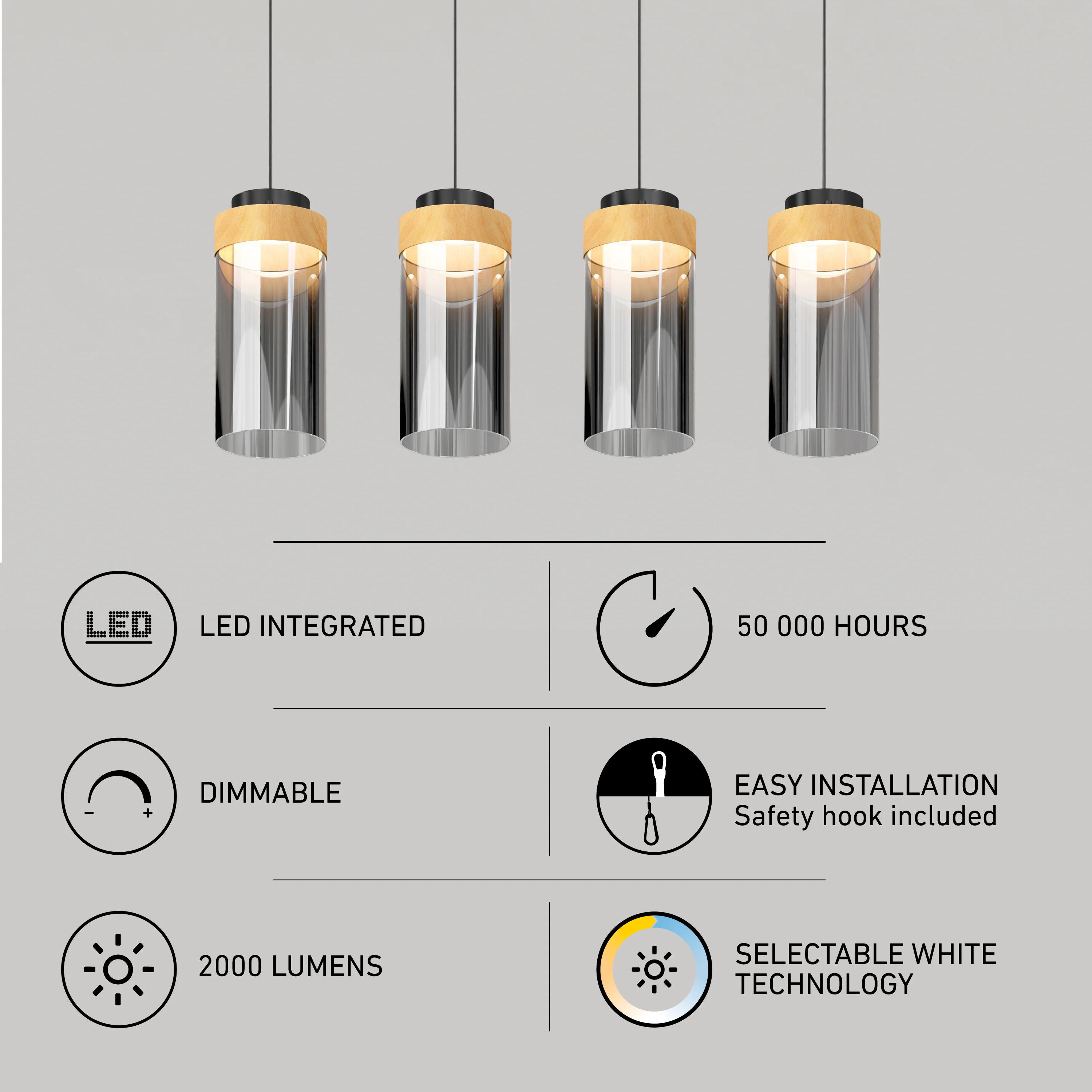 Hanson 4-light LED pendant 5 CCT - Image 8