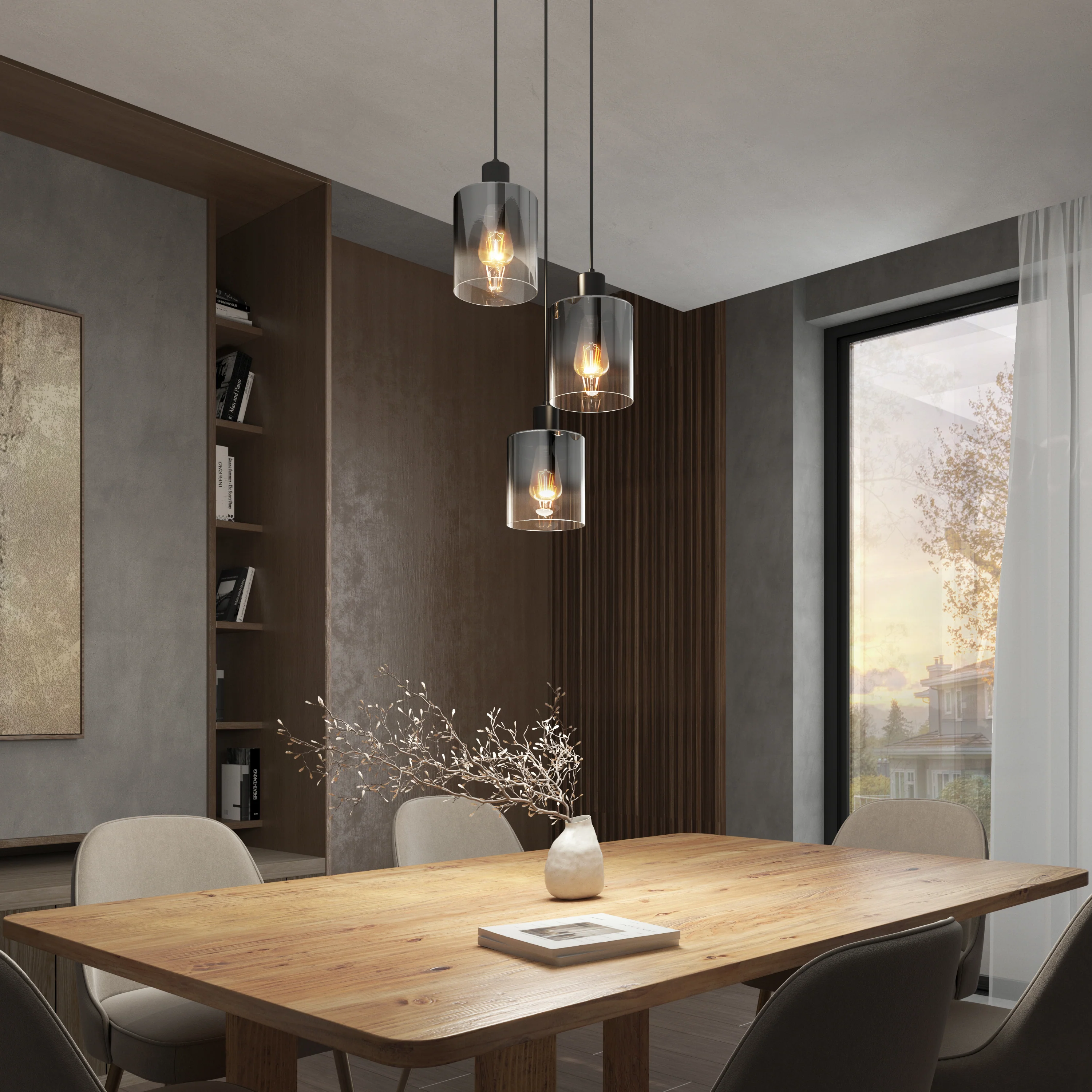 Haze modern 3-light pendant light glass - Image 8
