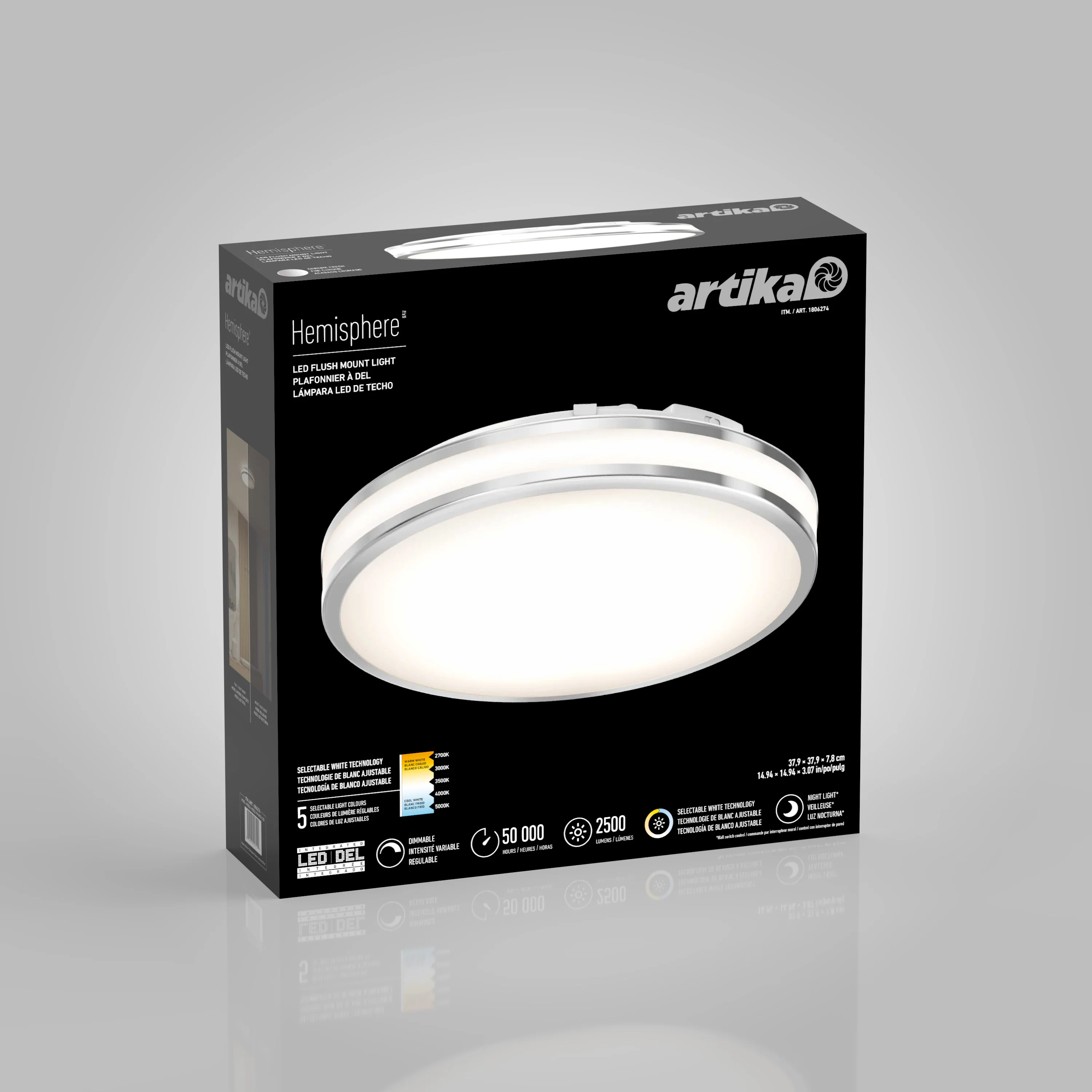 Hemisphere 15 in. LED flush mount light | Artika - Image 49