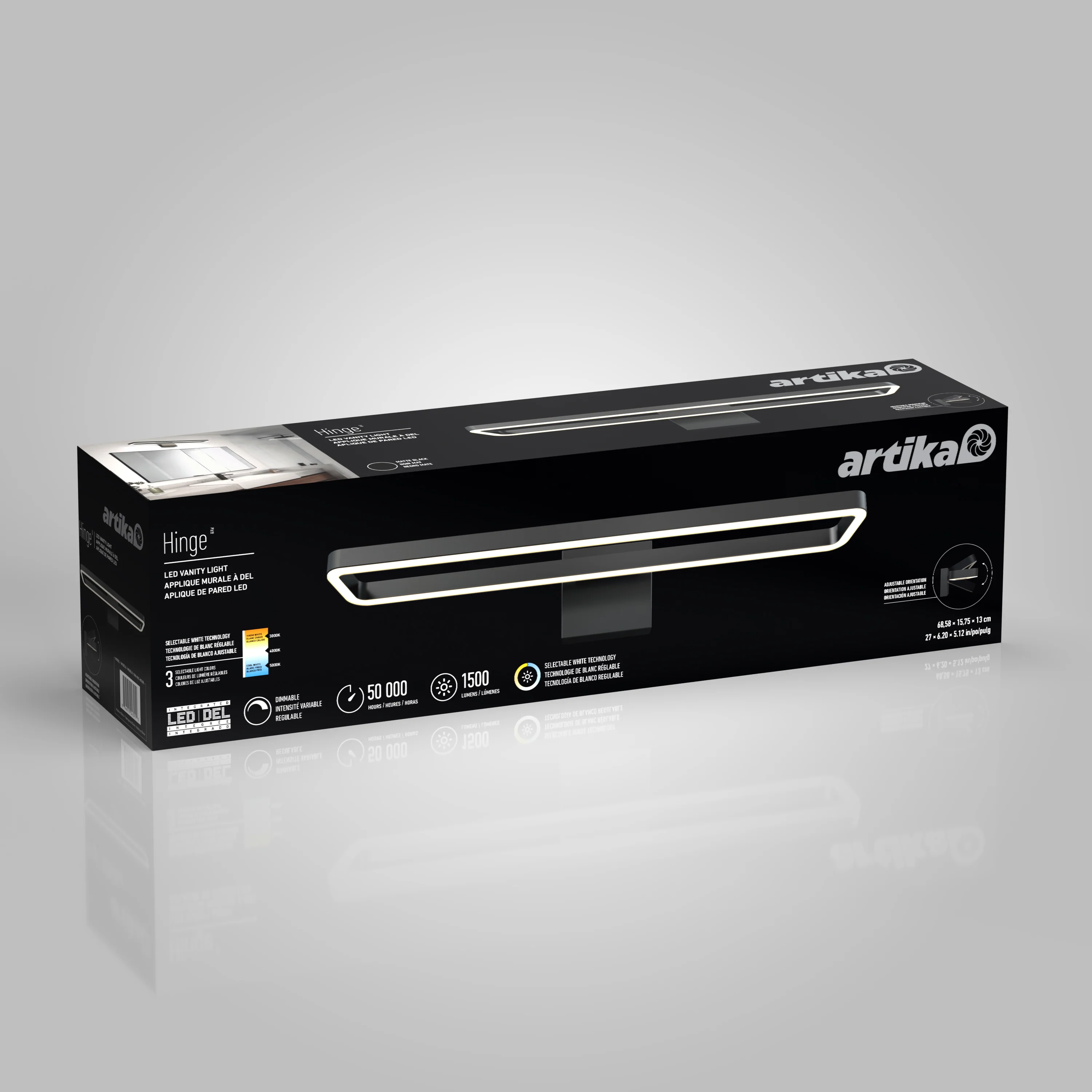 Hinge 27-in (69 cm) Integrated LED 3-CCT Vanity Light Bar for Bathroom - Image 12