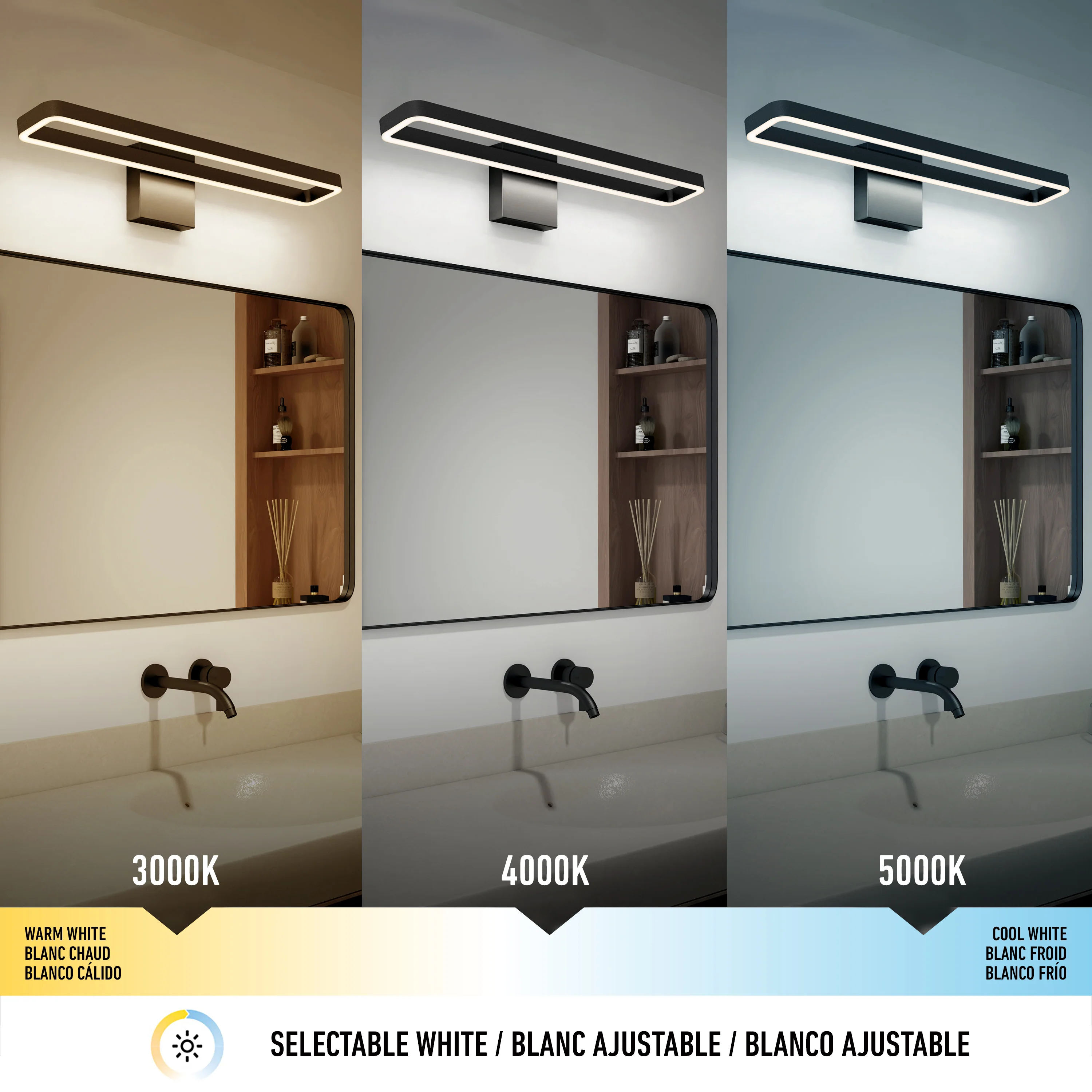 Hinge 27-in (69 cm) Integrated LED 3-CCT Vanity Light Bar for Bathroom - Image 7
