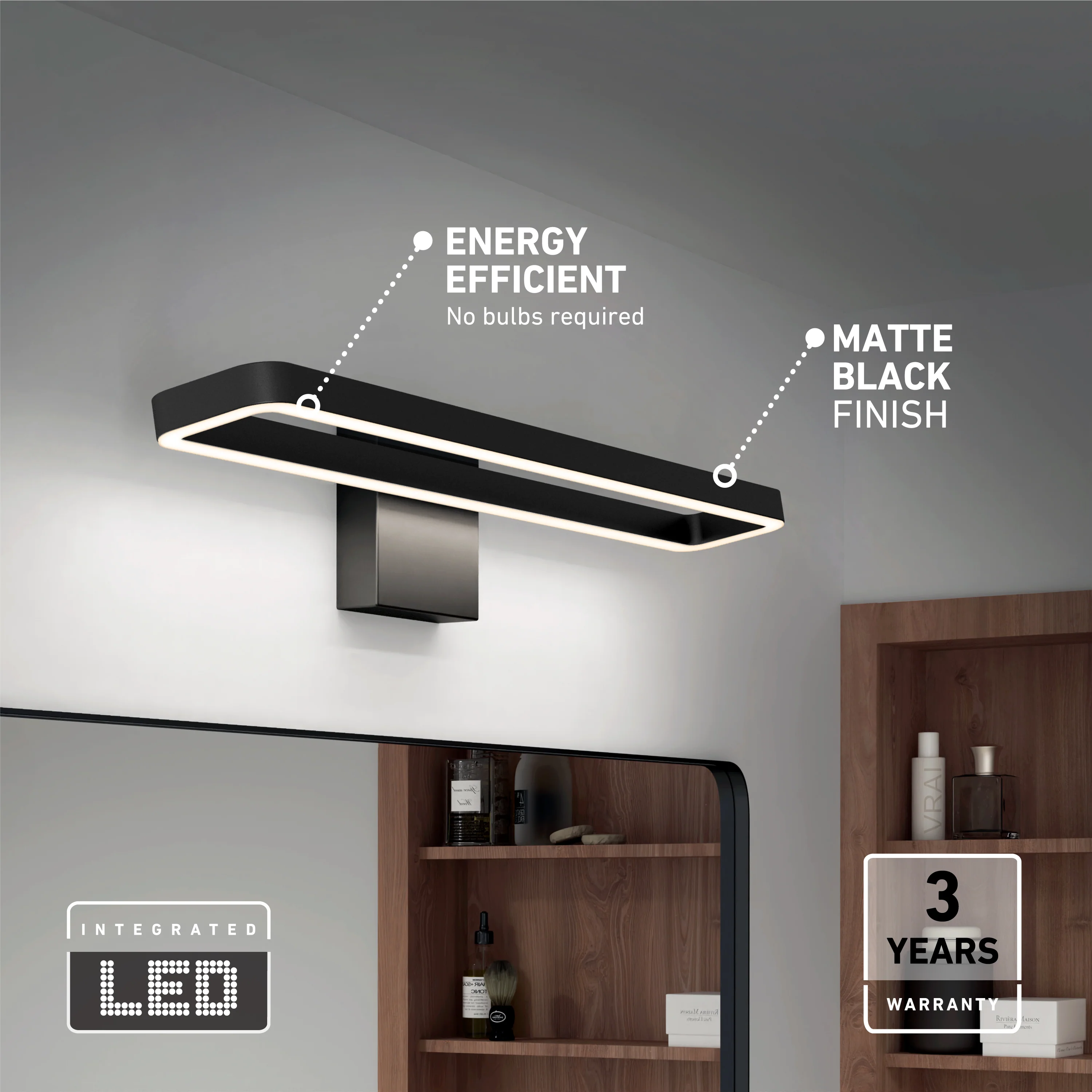 Hinge 27-in (69 cm) Integrated LED 3-CCT Vanity Light Bar for Bathroom - Image 8