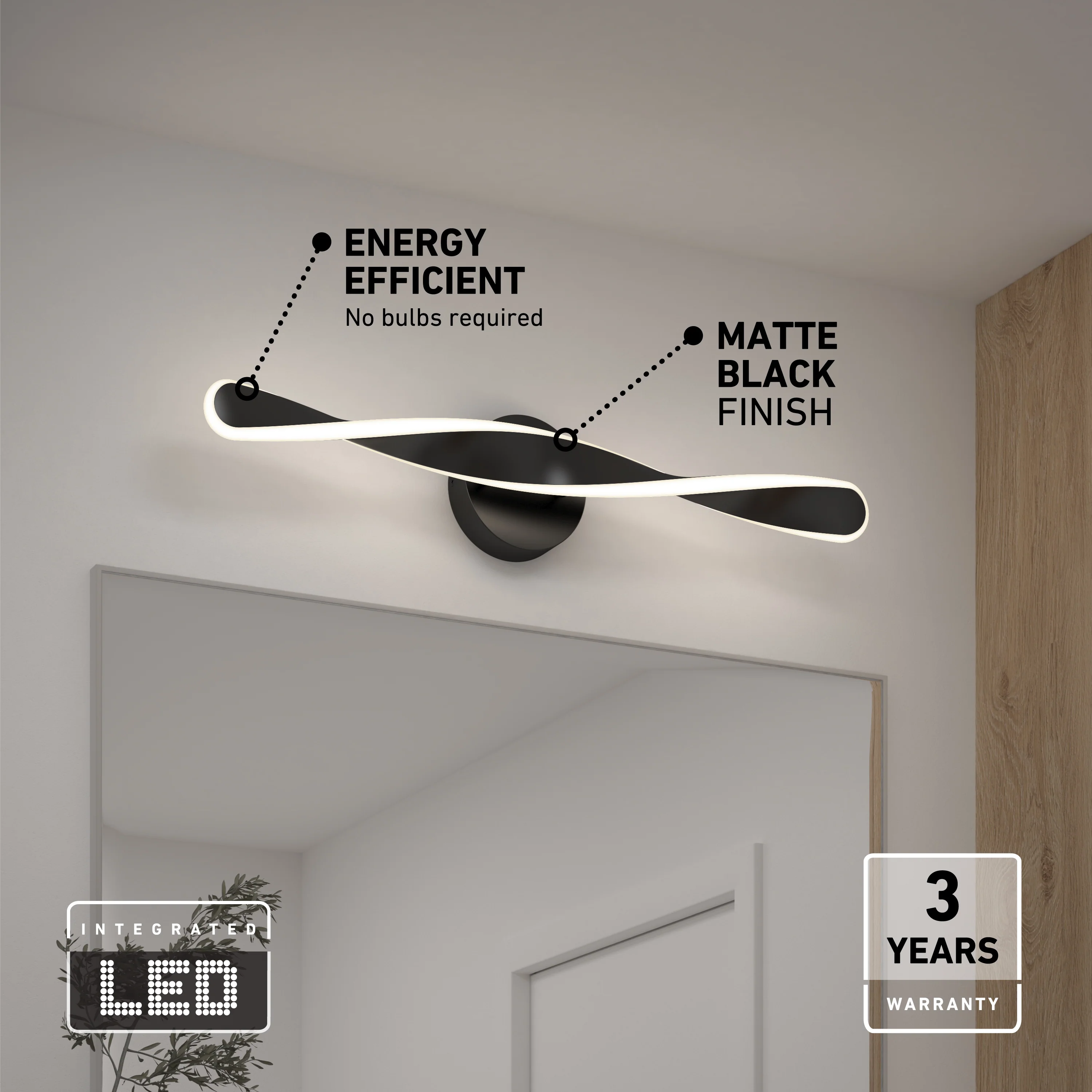 Finley 28-in (70 cm) Integrated LED 3-CCT Vanity Light Bar for Bathroom - Image 9