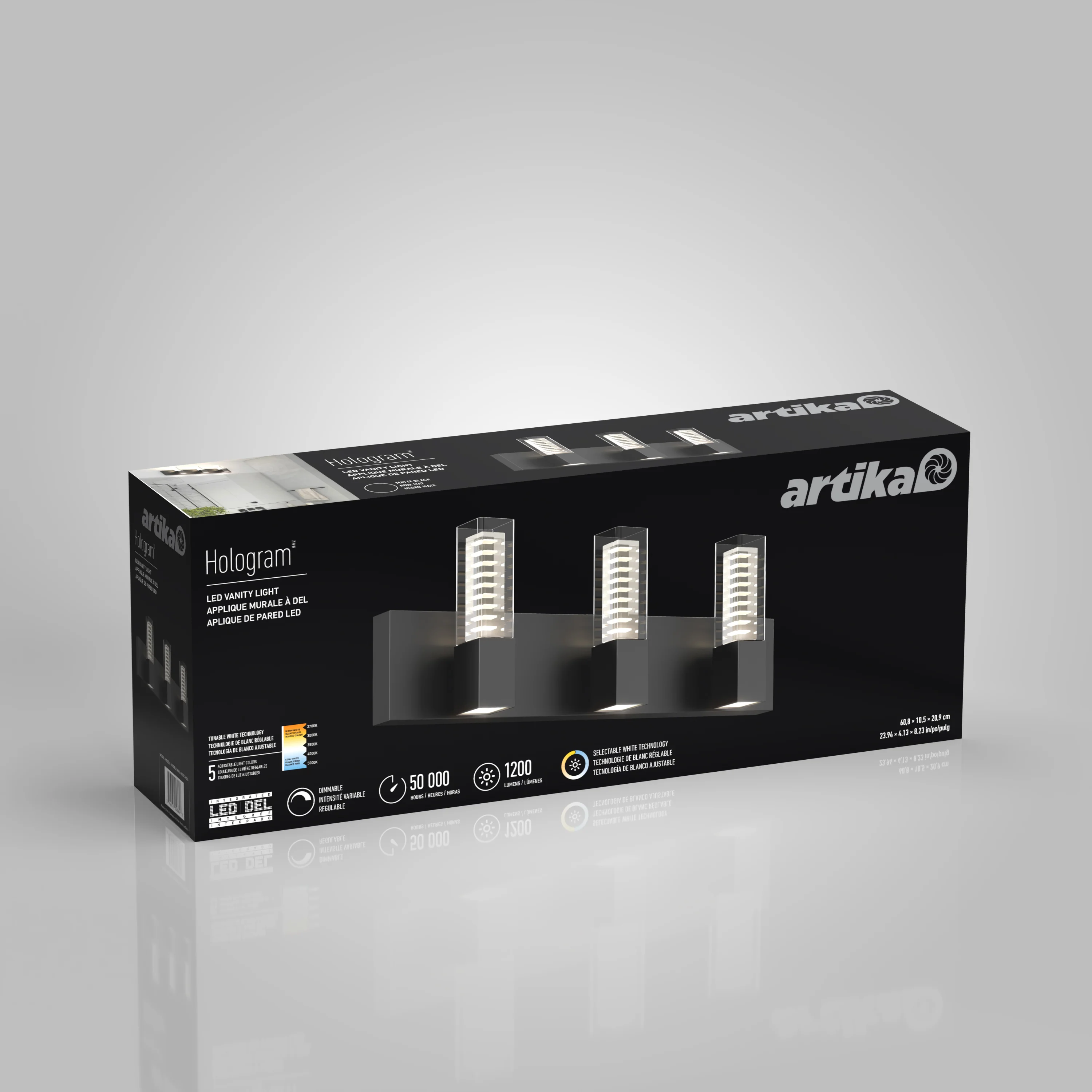 Hologram 24-in (61 cm) 3-Light Modern LED 5-CCT Vanity Light for Bathroom - Image 13