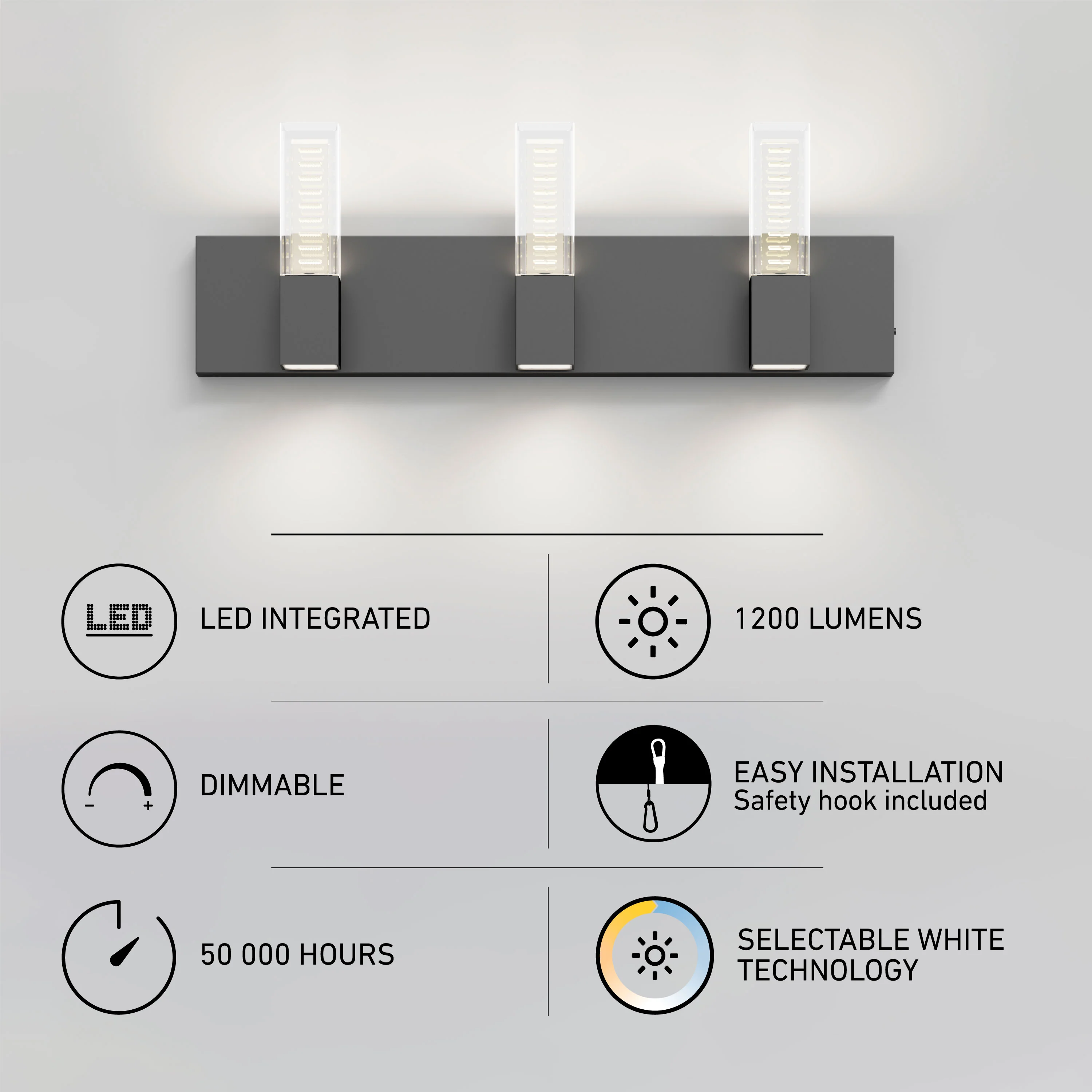 Hologram 24-in (61 cm) 3-Light Modern LED 5-CCT Vanity Light for Bathroom - Image 16