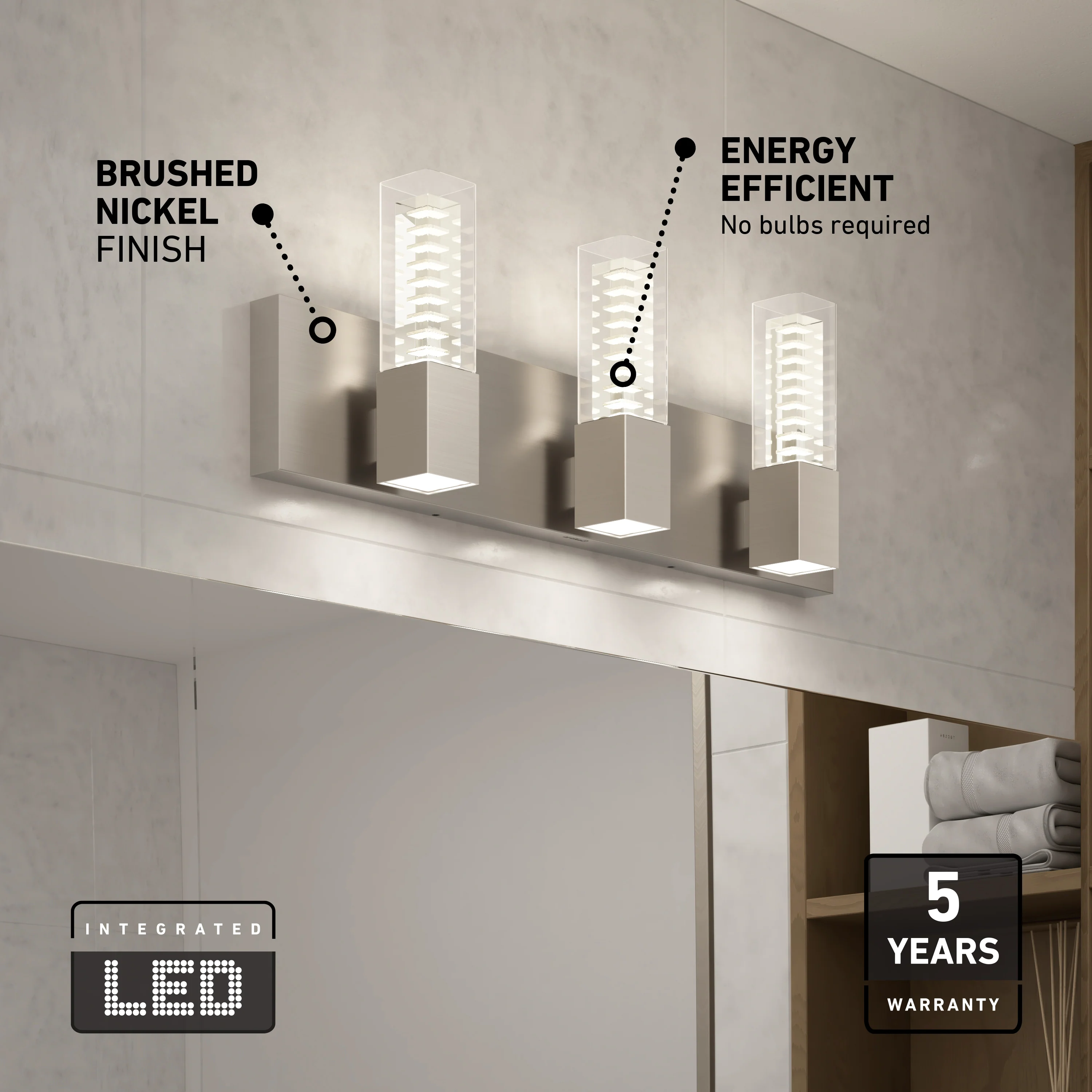 Hologram 24-in (61 cm) 3-Light Modern LED 5-CCT Vanity Light for Bathroom - Image 25