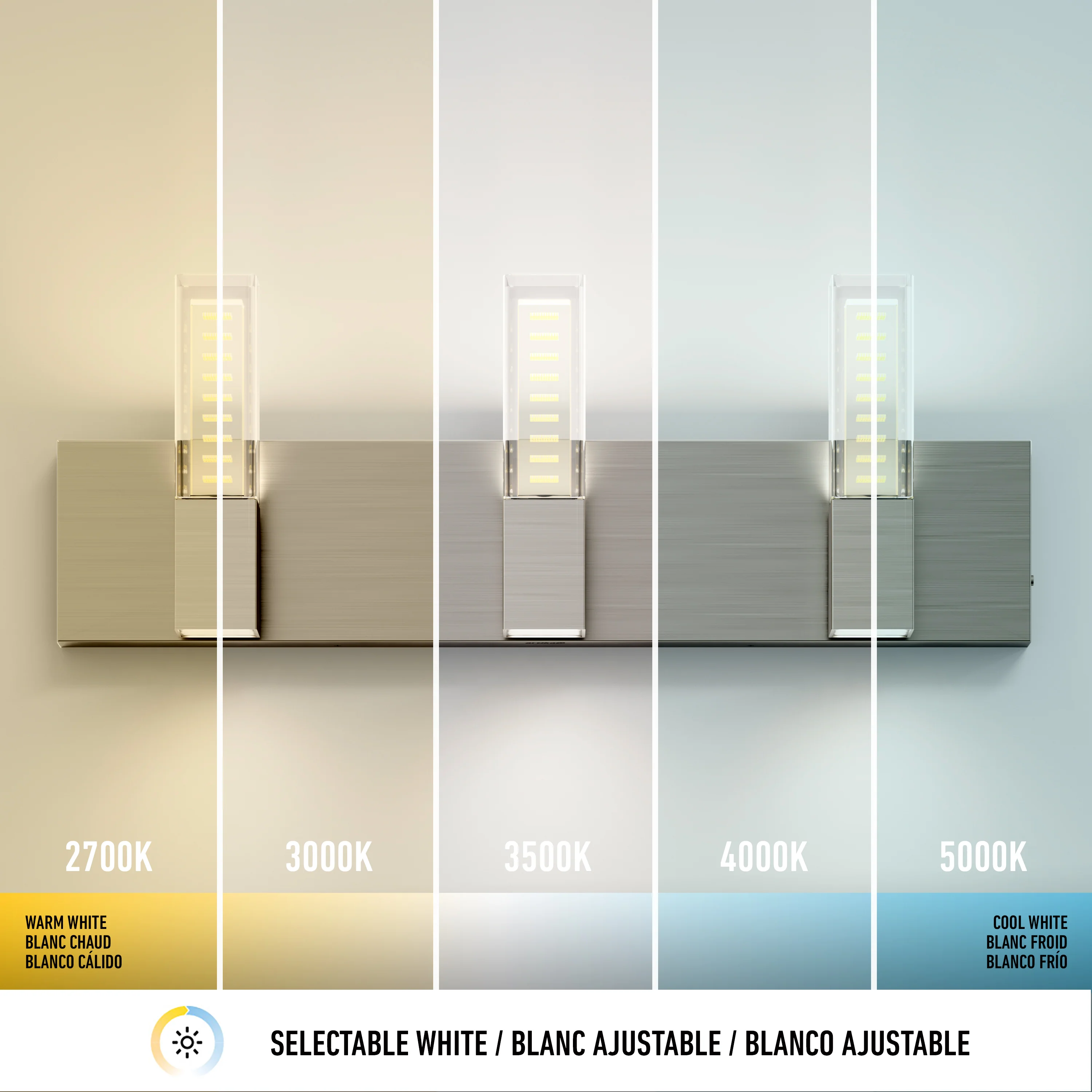 Hologram 24-in (61 cm) 3-Light Modern LED 5-CCT Vanity Light for Bathroom - Image 27
