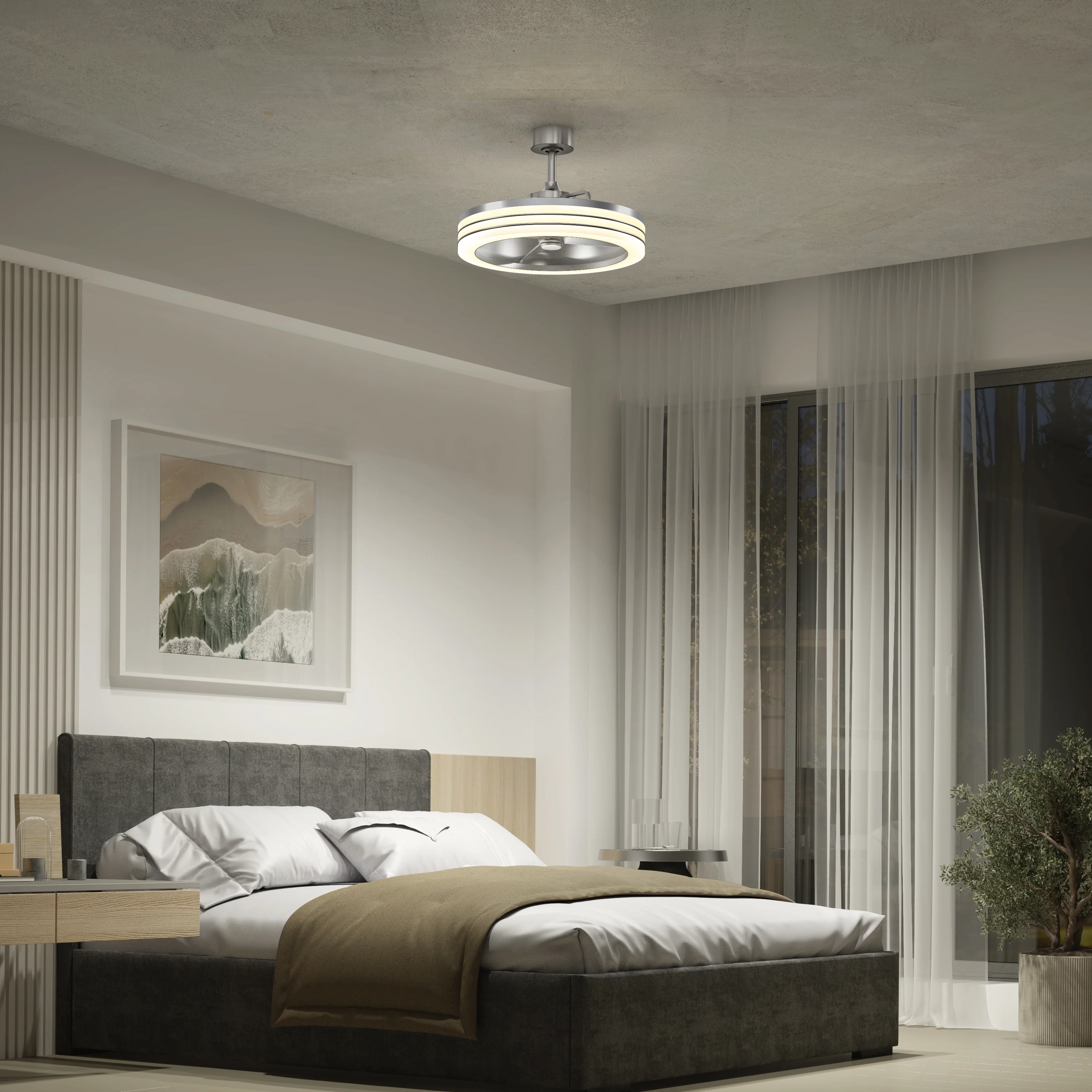 Horizon 23 in. (58 cm) LED modern fandelier ceiling fan with light - includes remote - Image 2
