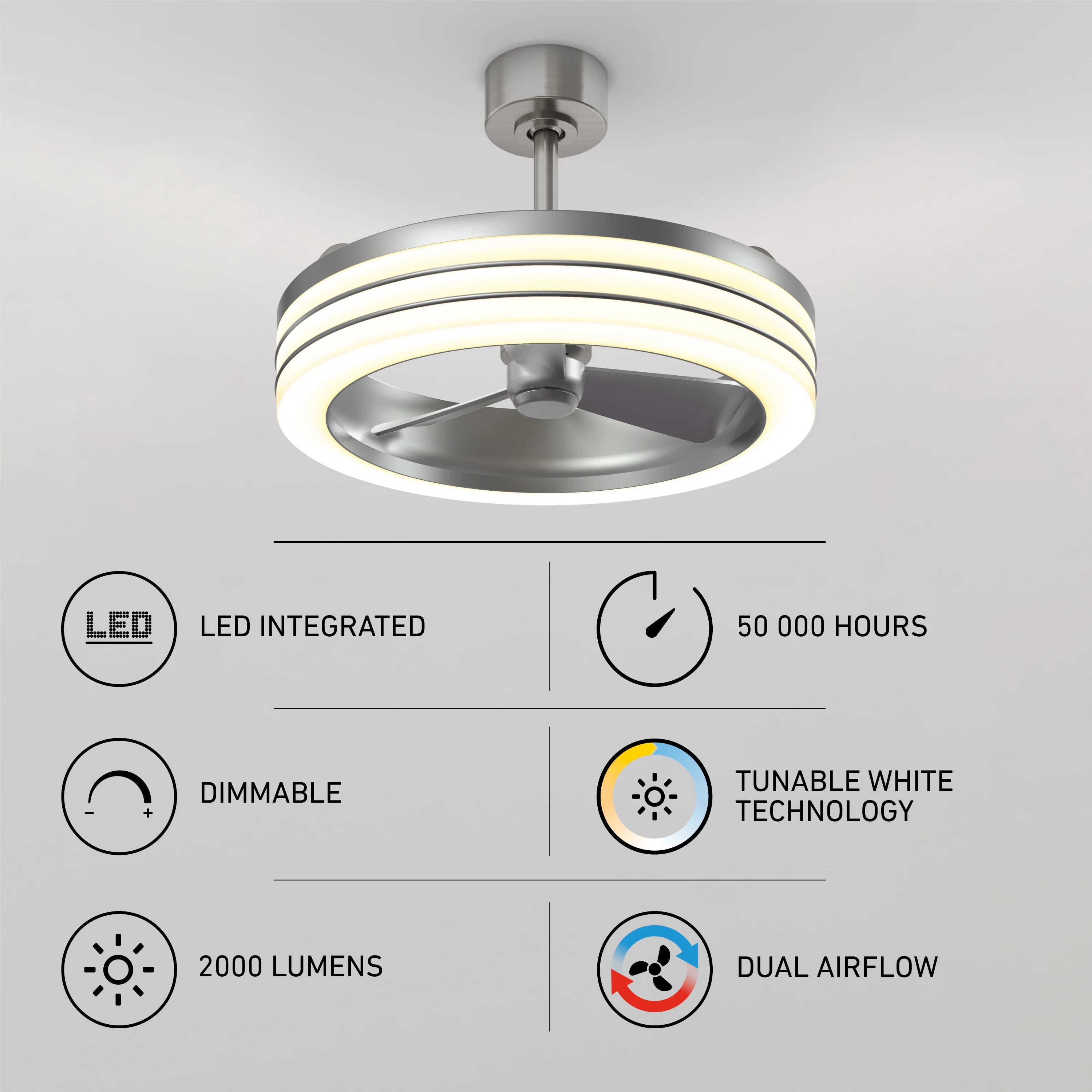 Horizon 23 in. (58 cm) LED modern fandelier ceiling fan with light - includes remote - Image 8