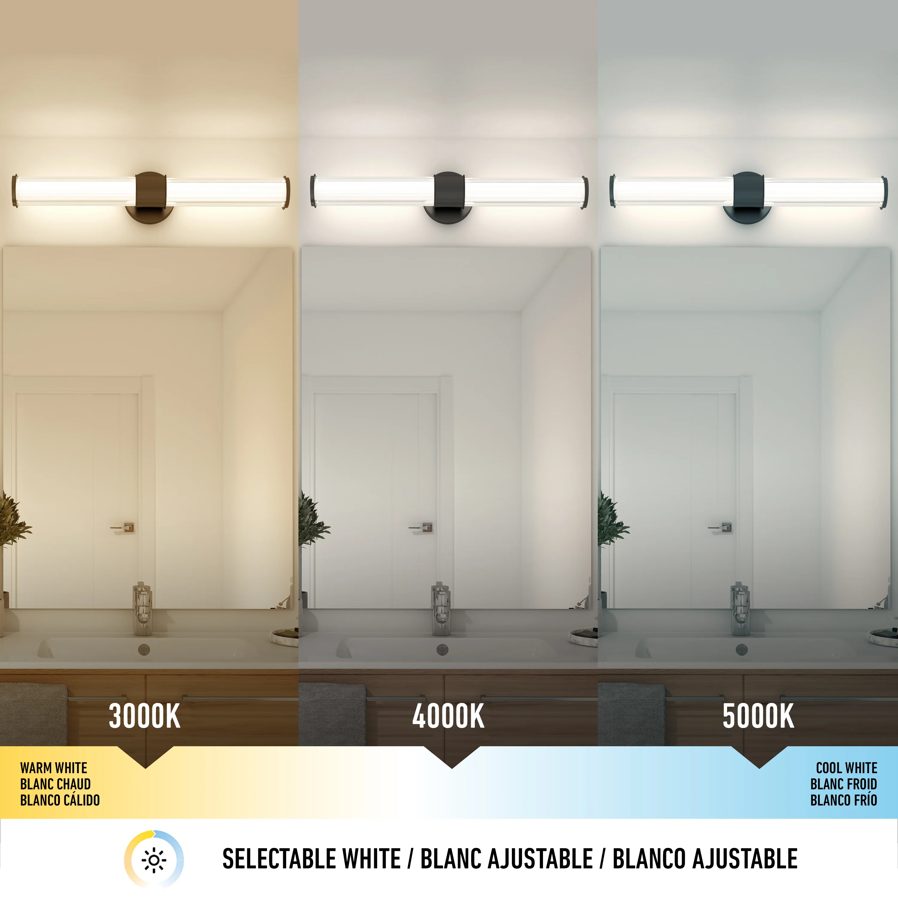 Kendra 27-in (68 cm) Integrated LED 3-CCT Vanity Light Bar for Bathroom - Image 9