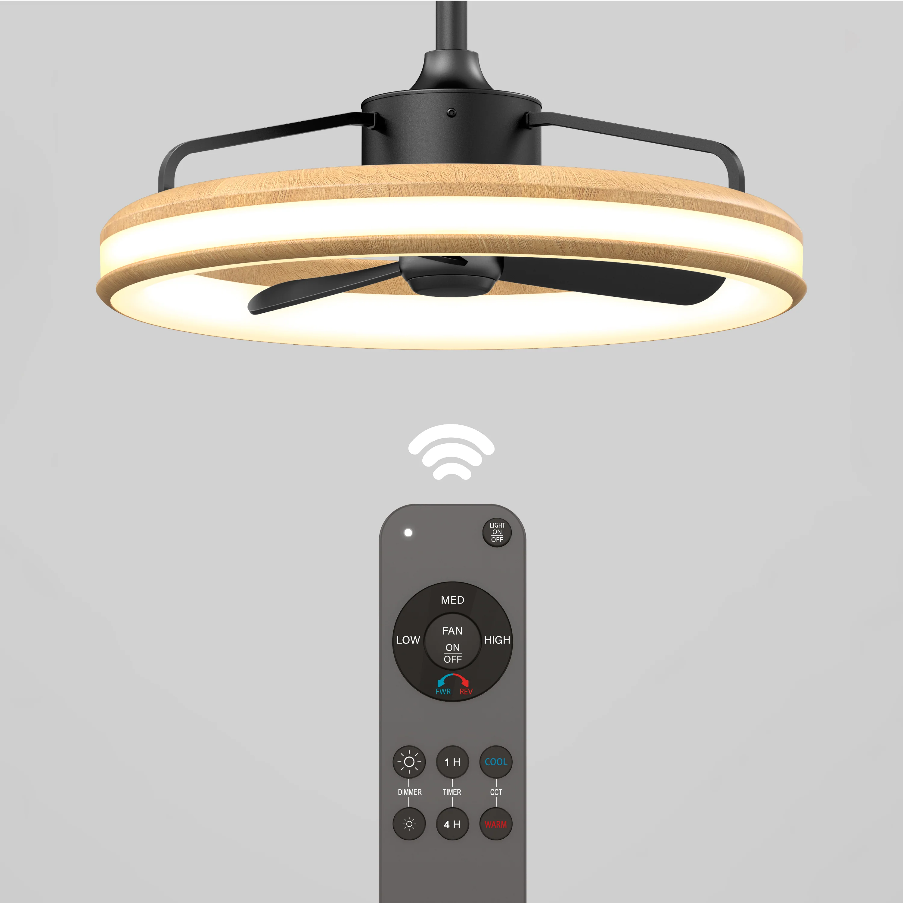 Lugano 23 in. (59 cm) LED modern fandelier ceiling fan with light - includes remote - Image 3